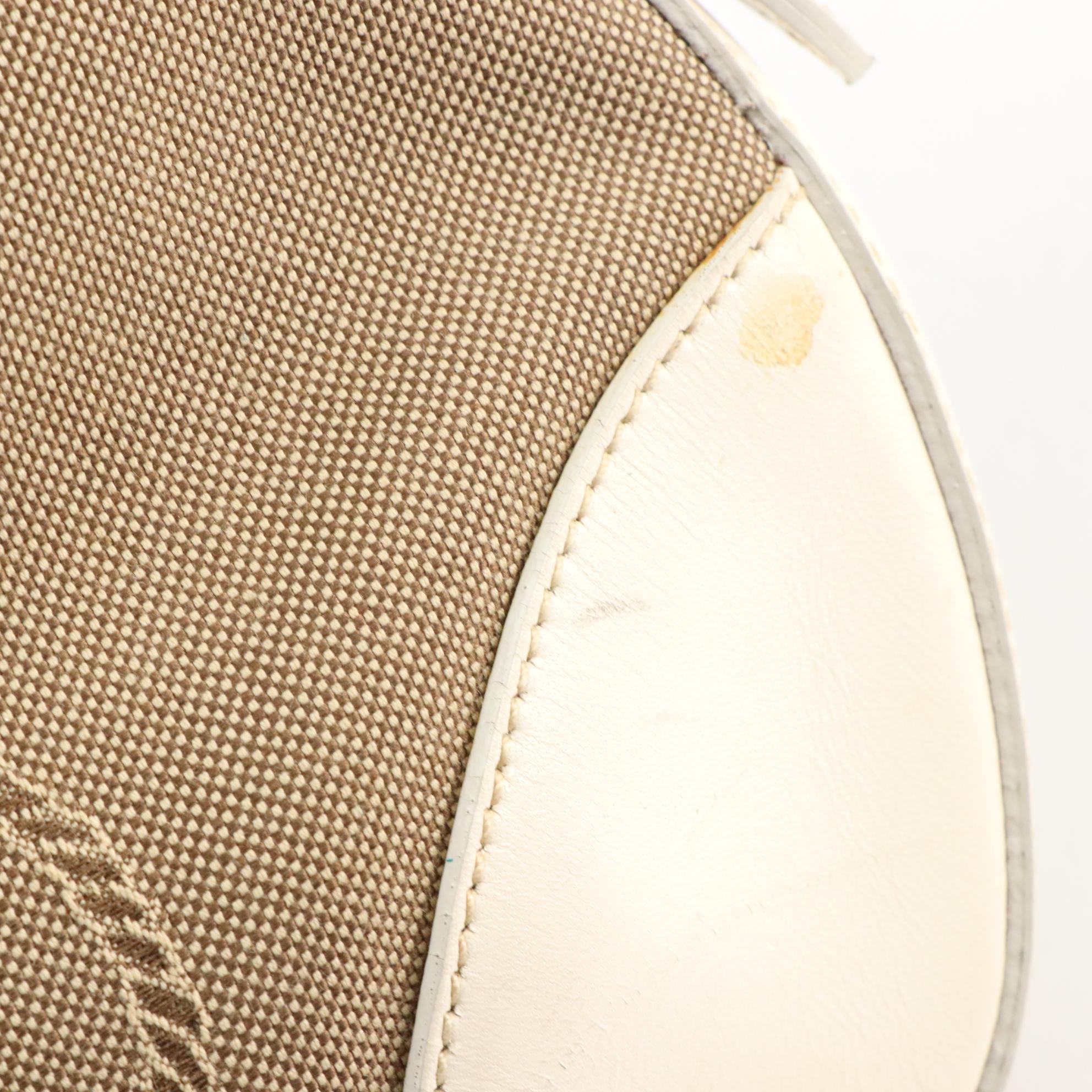 Prada Beige Jacquard Logo Shoulder Bag with White Leather Trim