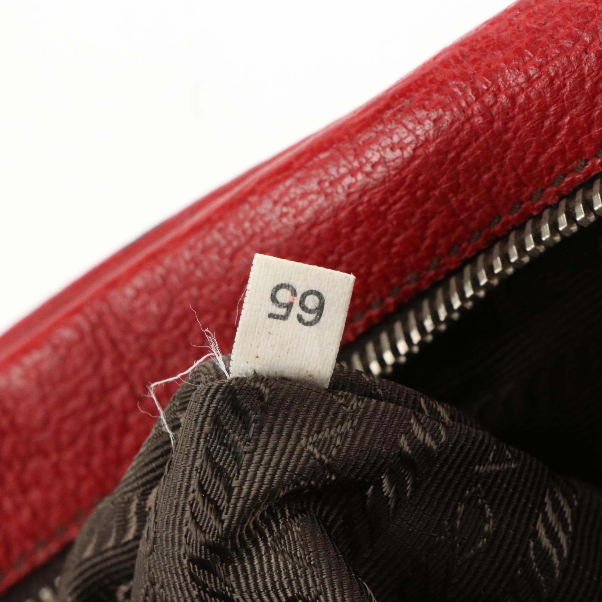 Prada Green Nylon Top Handle Bag with Red Leather Trim