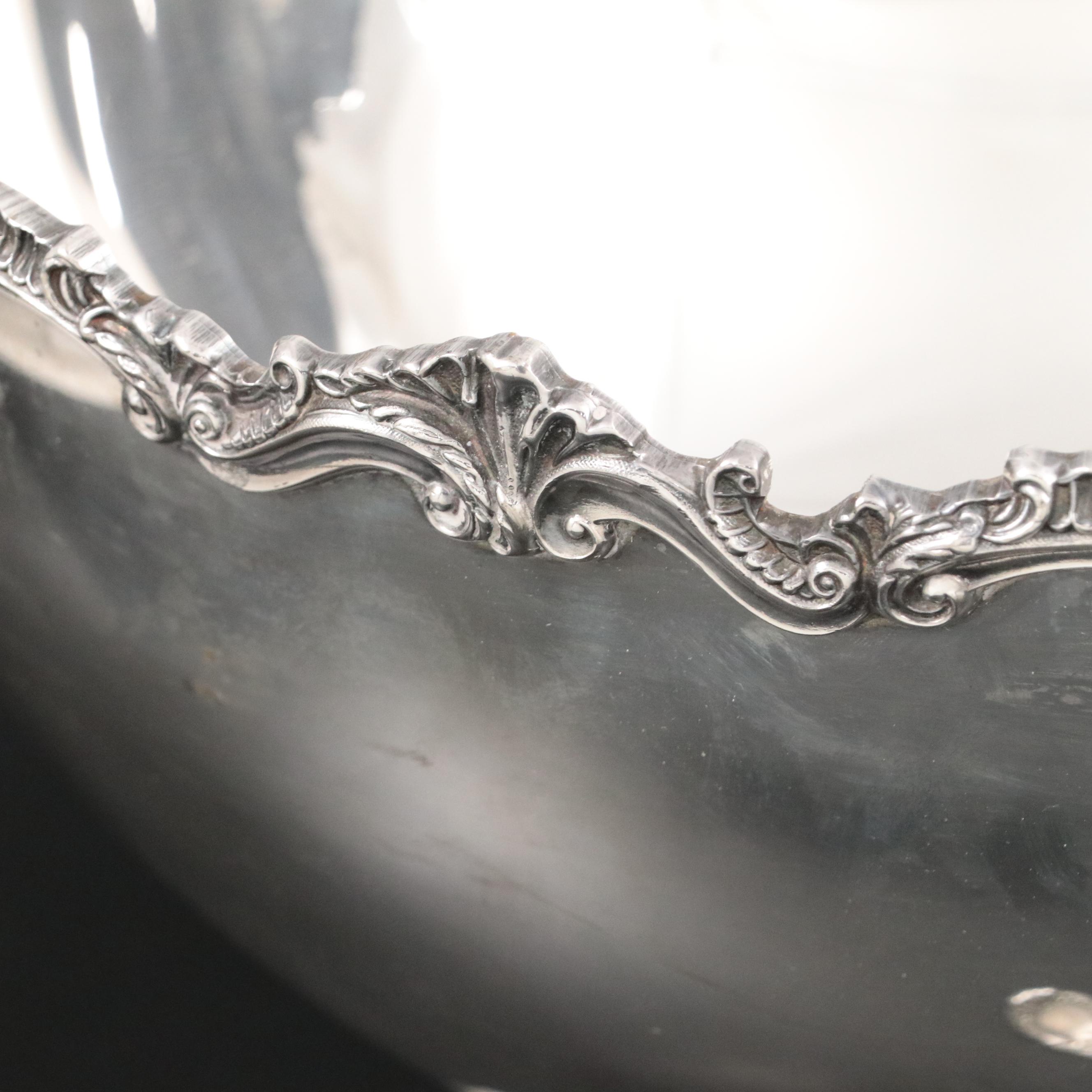 Goldfeder Silver Co. Silver Plate Punch Bowl and Tray with Punch Cups and Ladle