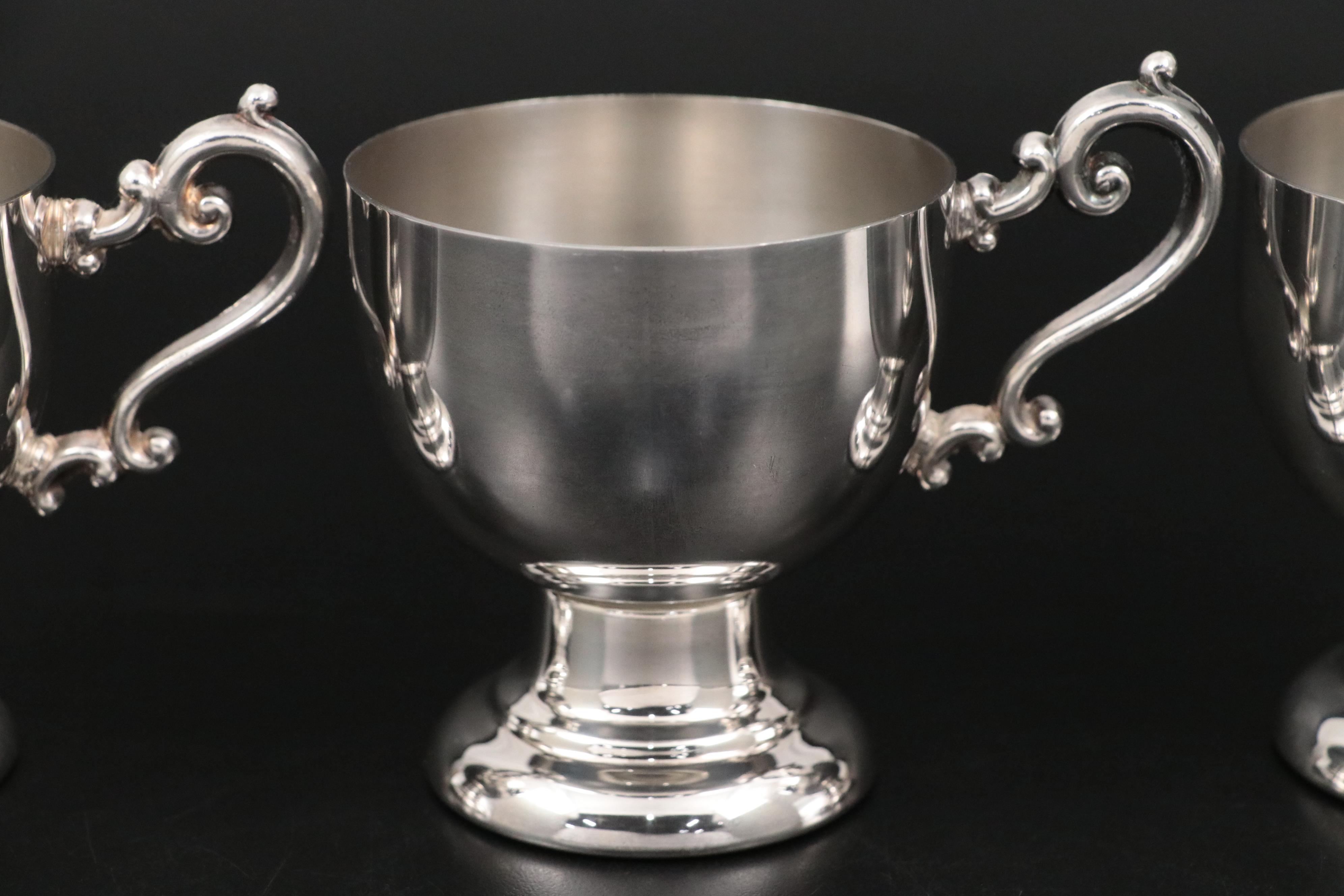 Goldfeder Silver Co. Silver Plate Punch Bowl and Tray with Punch Cups and Ladle