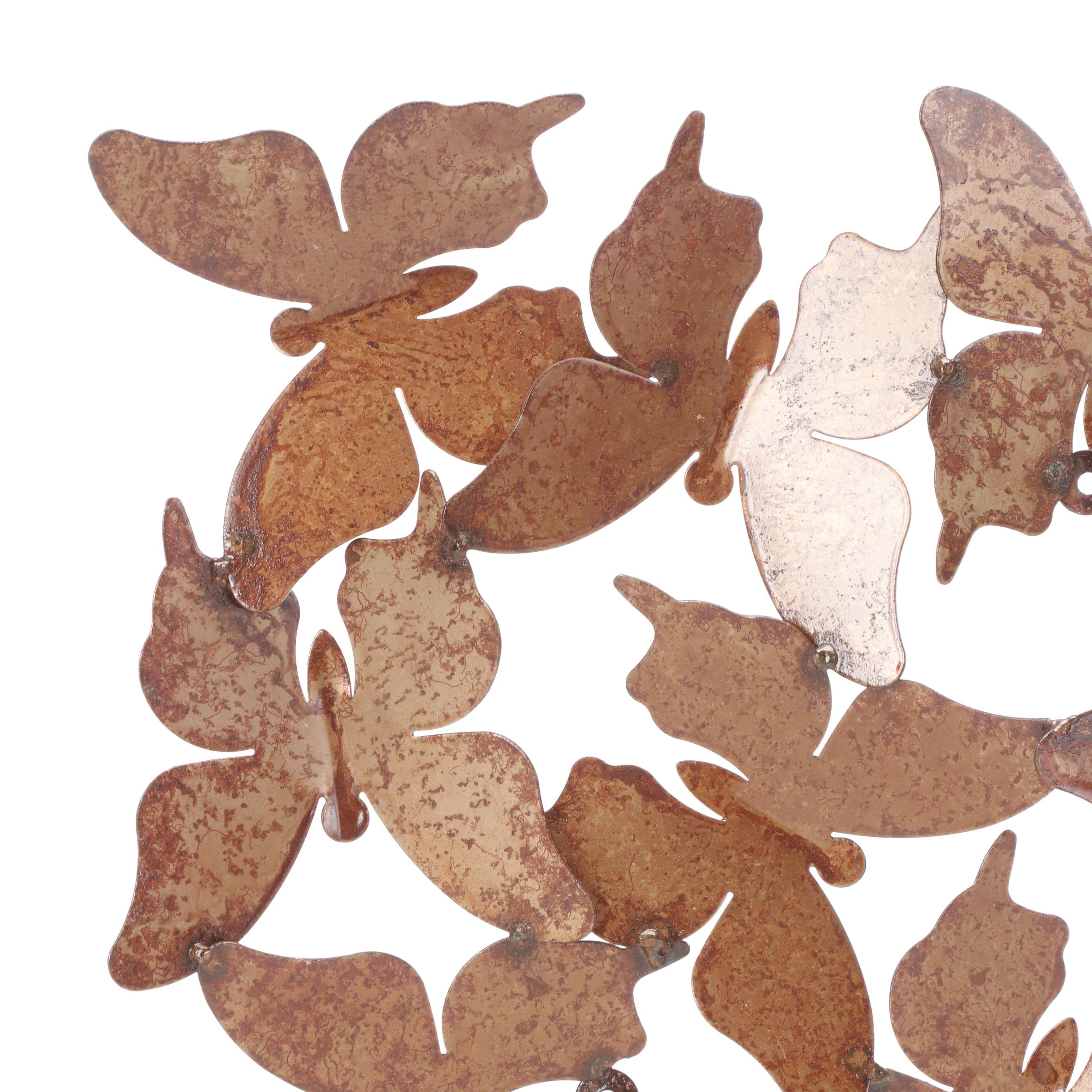 Modern Patinated Metal Wall Sculpture of Flight of Butterflies