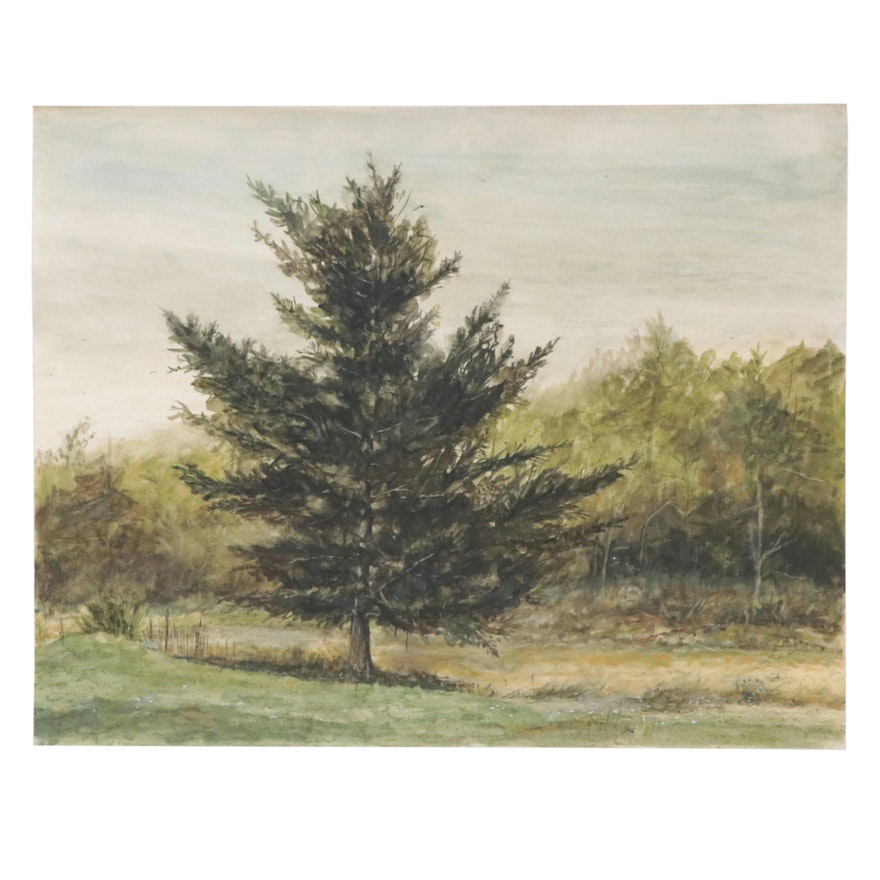 William J. Greenwood Landscape Watercolor Painting, 1971