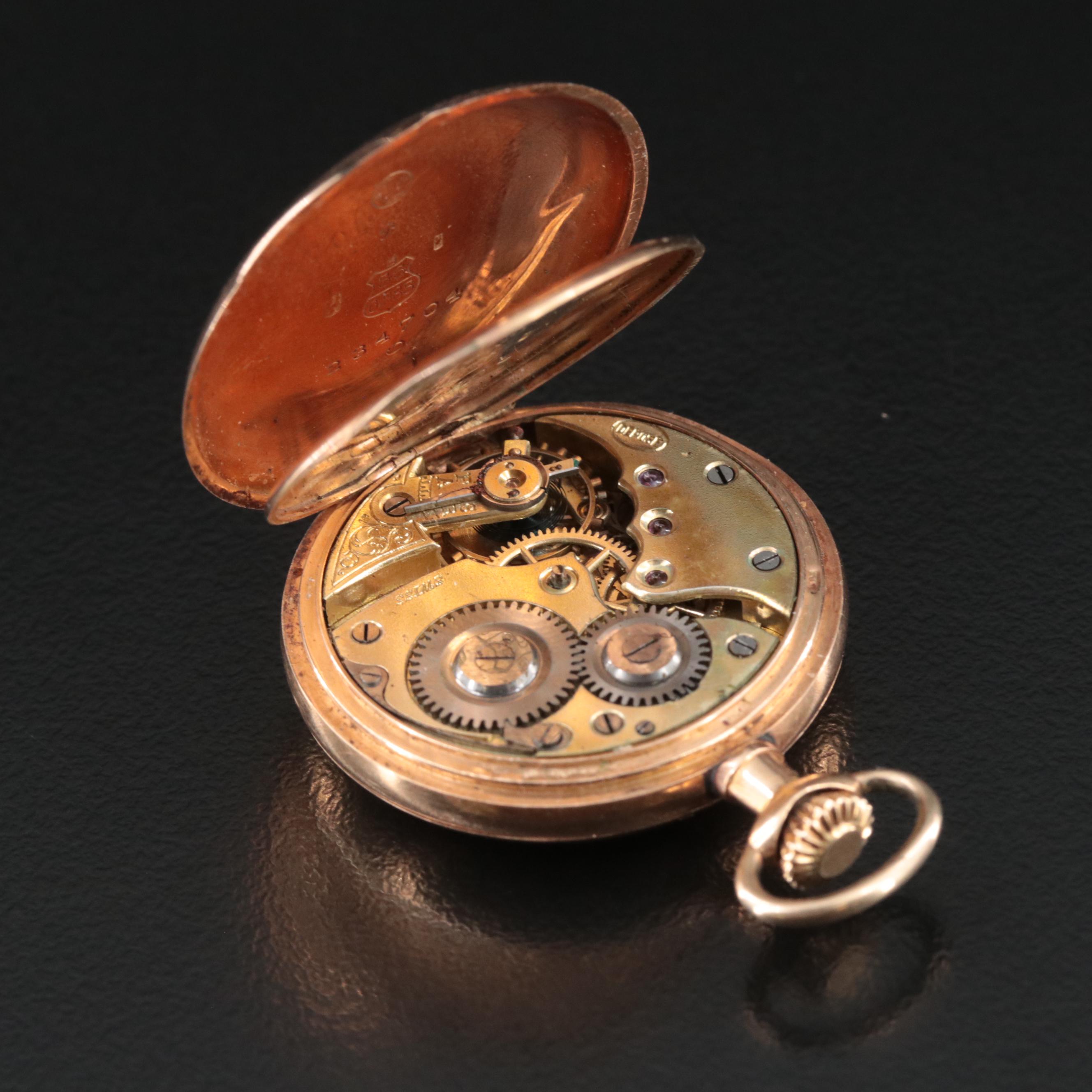 14K German Hallmarked Swiss Movement Pocket Watch