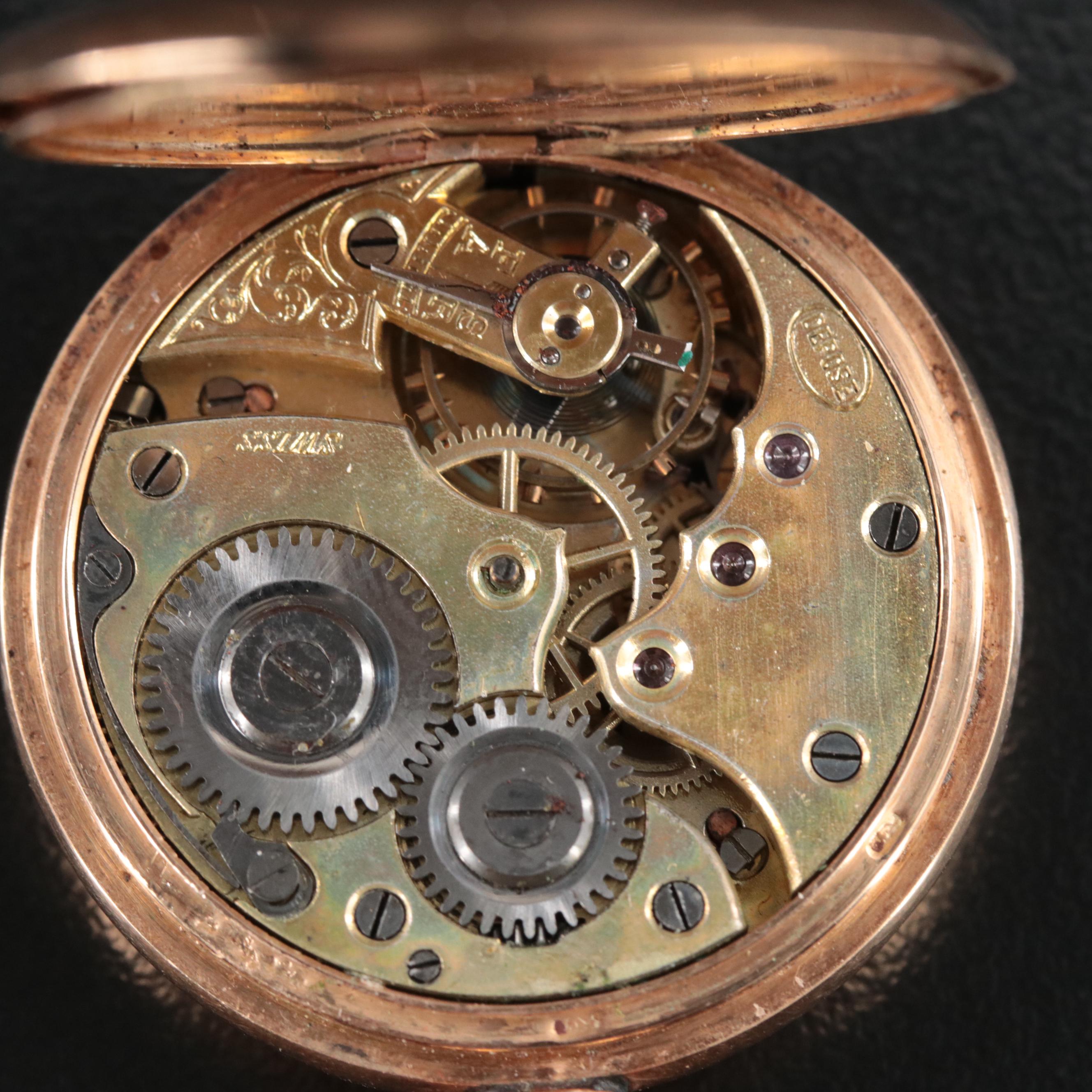 14K German Hallmarked Swiss Movement Pocket Watch