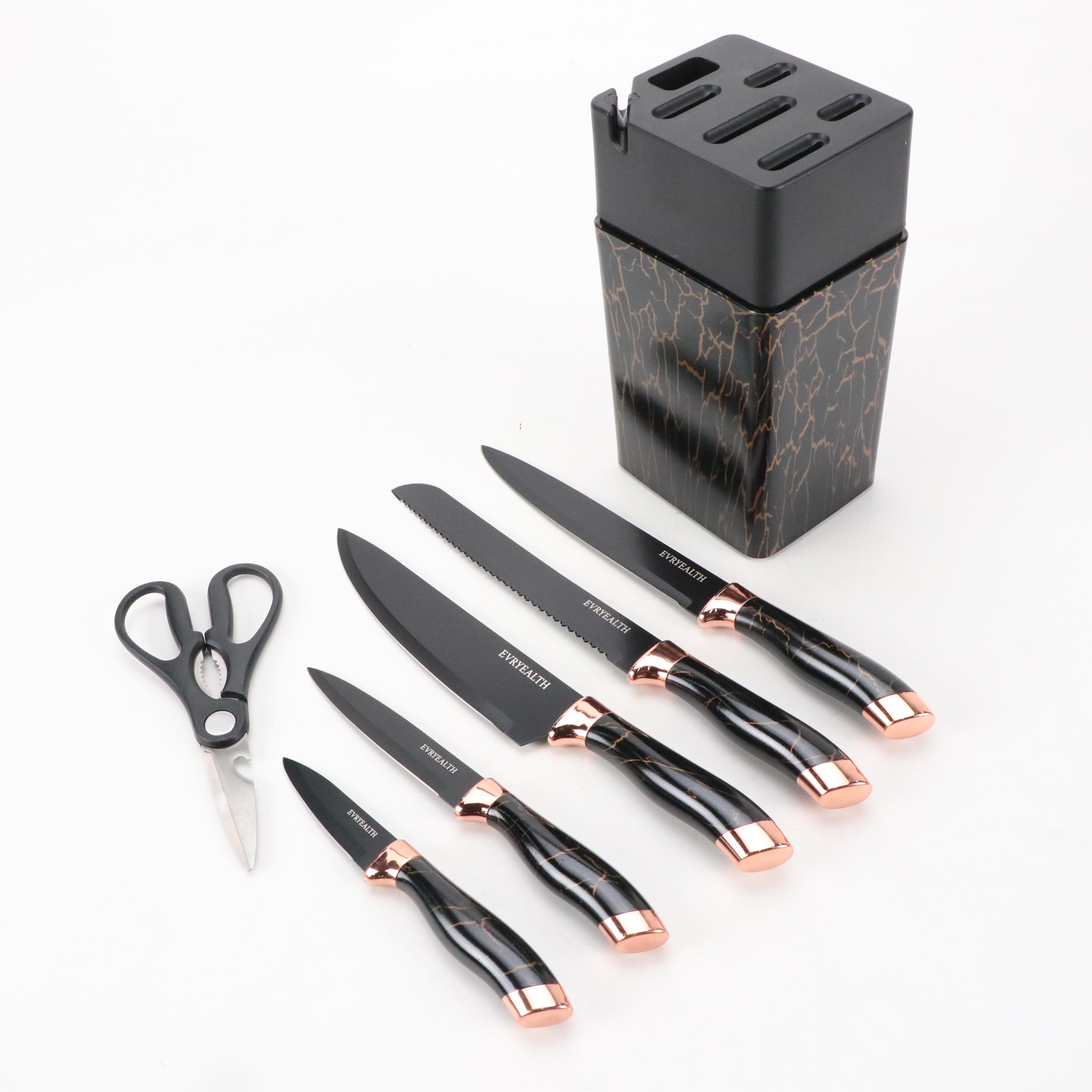 Evryealth Kitchen Knife Set with Block