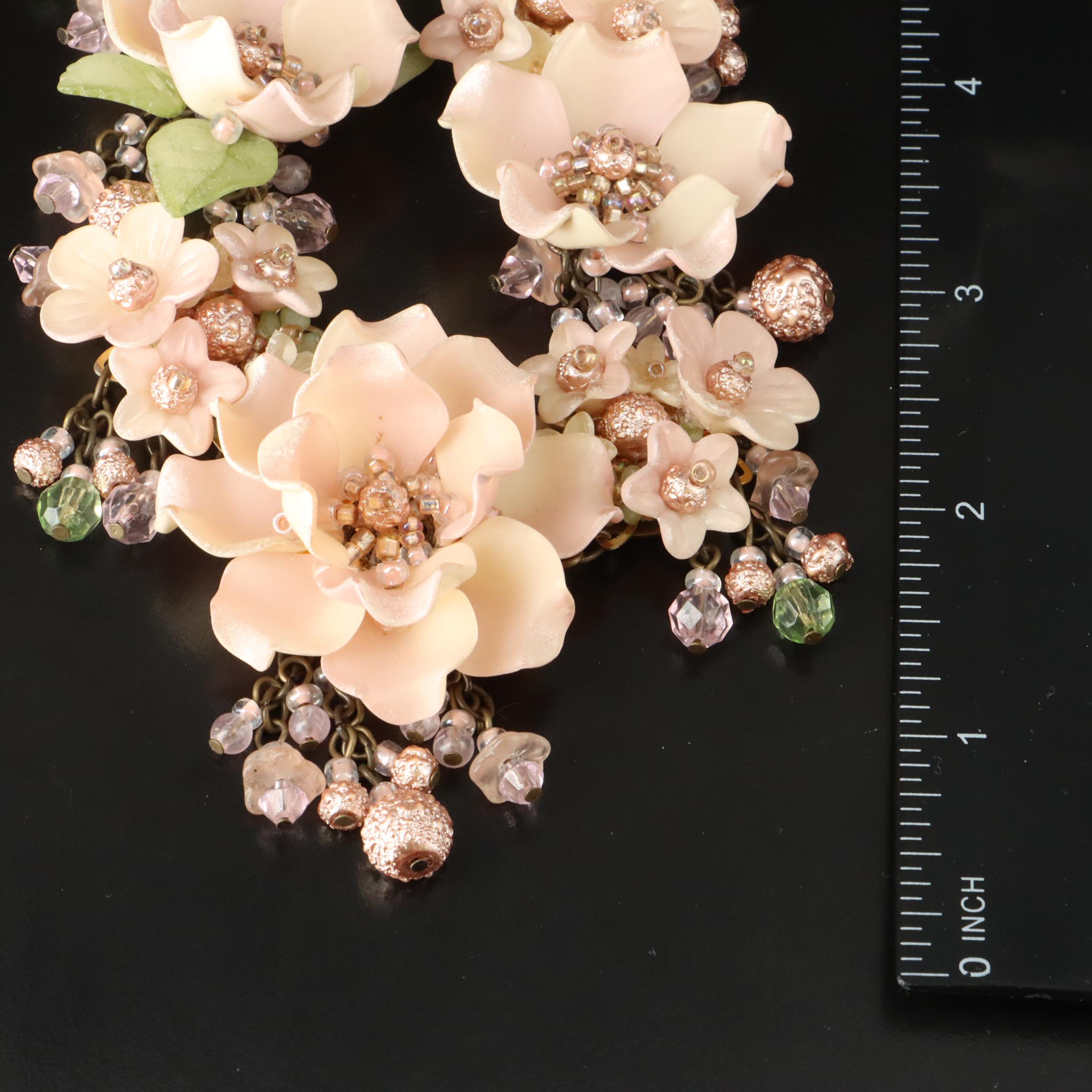 Colleen Toland Plastic, Resin and Glass Floral Necklace