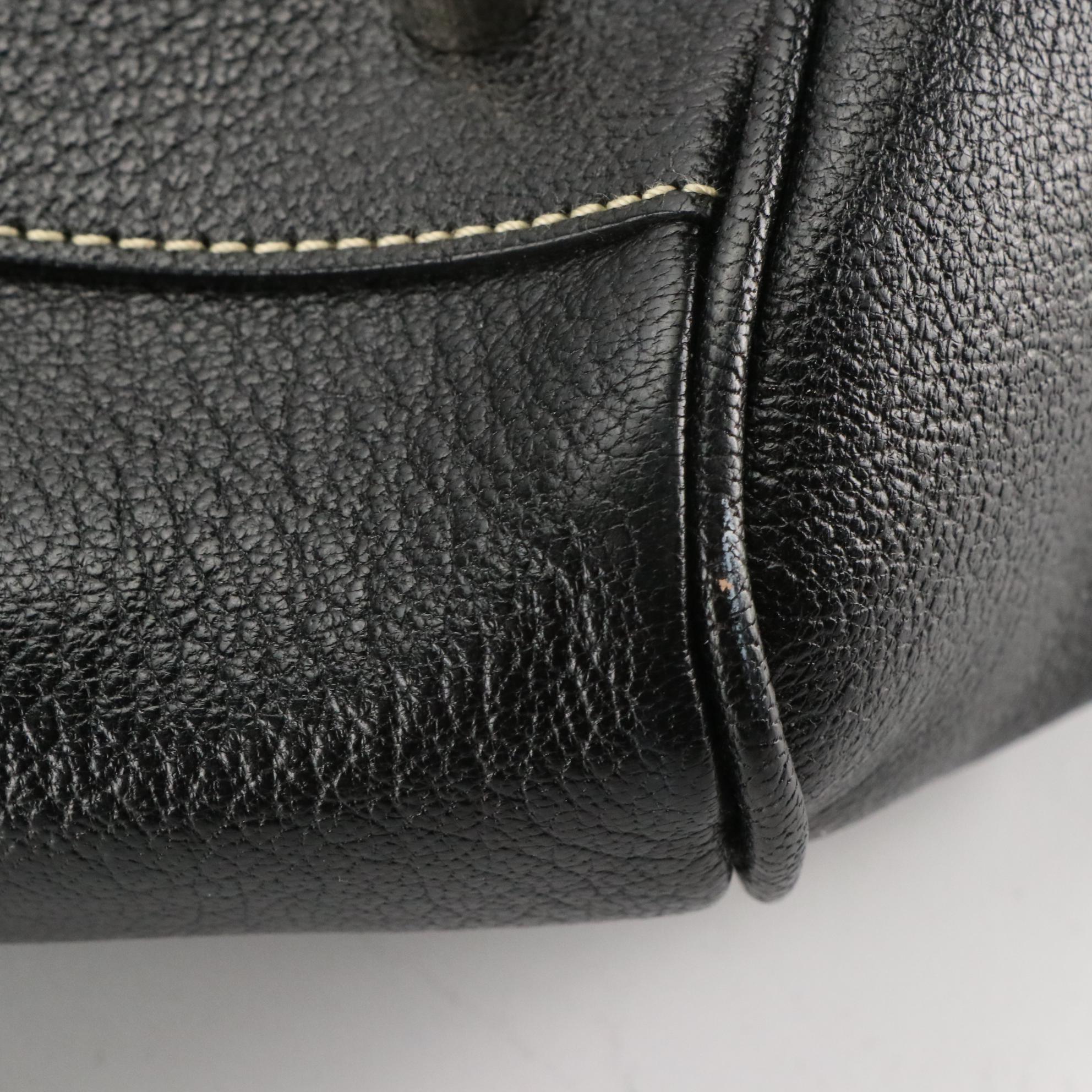 Prada Top Handle Hinge Frame Satchel B11242 in Nero Madras Leather