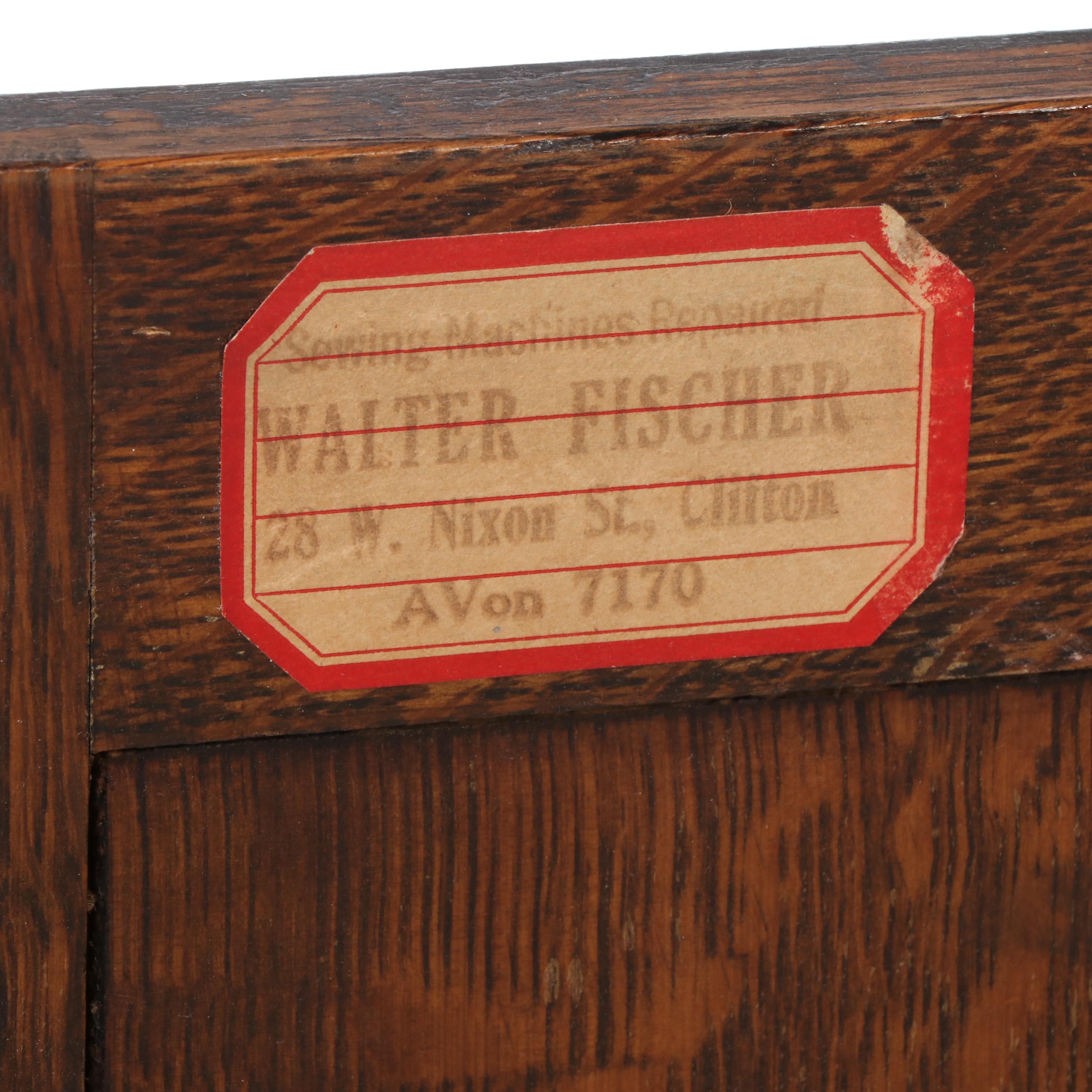 Singer Model 127 Sewing Machine with Oak Sewing Cabinet, 1922