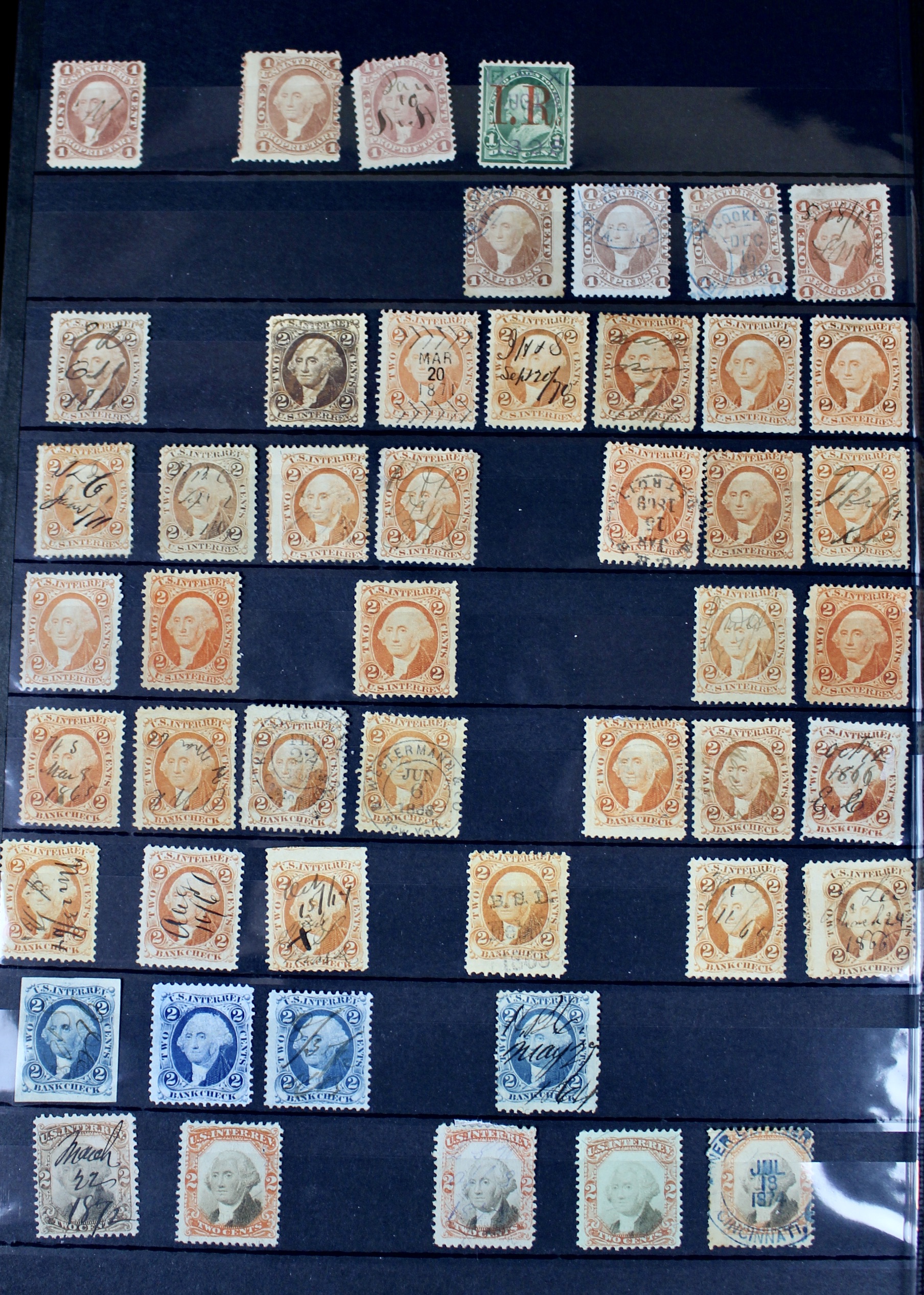 Large U.S. Revenue Postage Stamp Collection