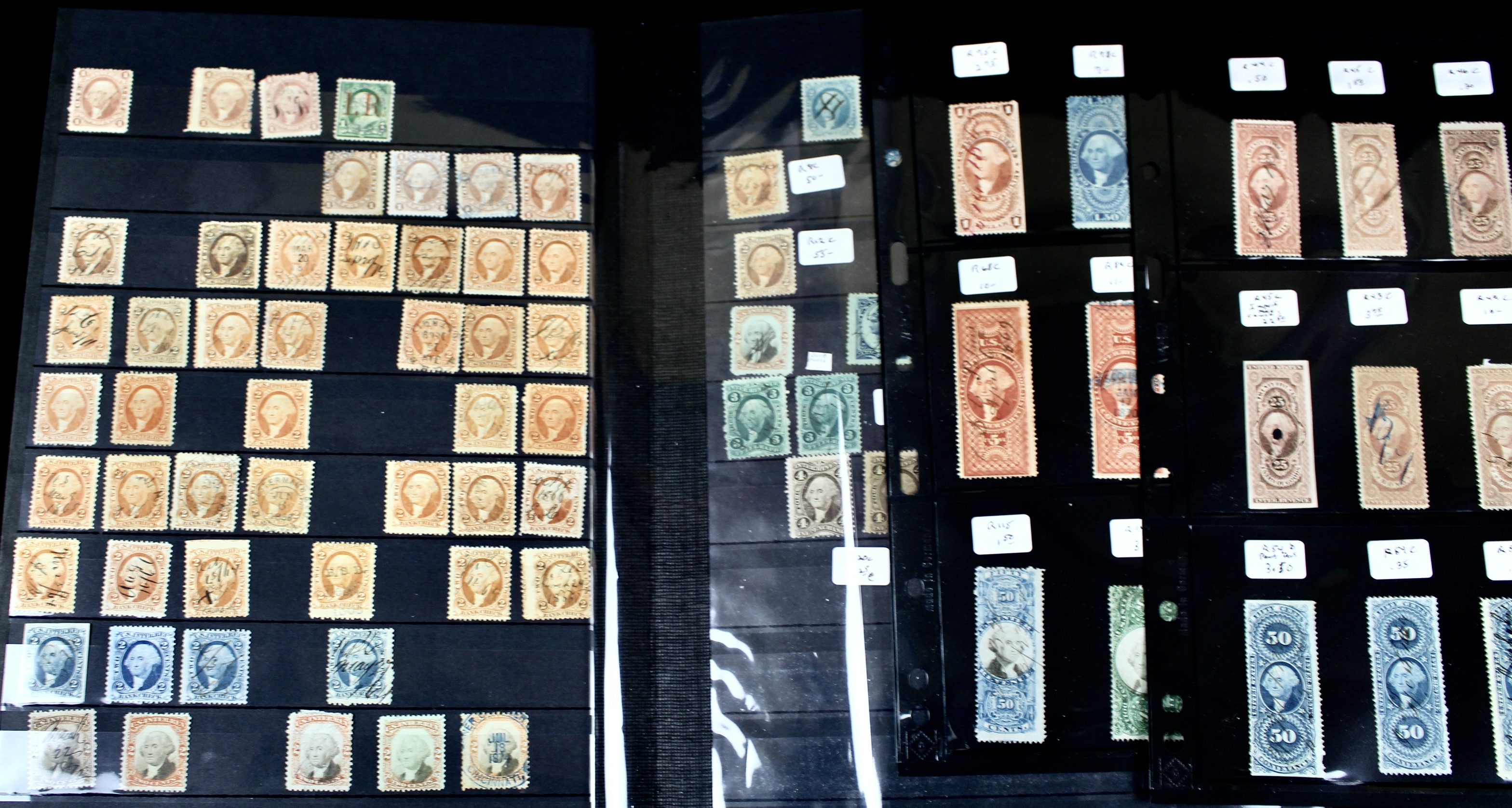 Large U.S. Revenue Postage Stamp Collection