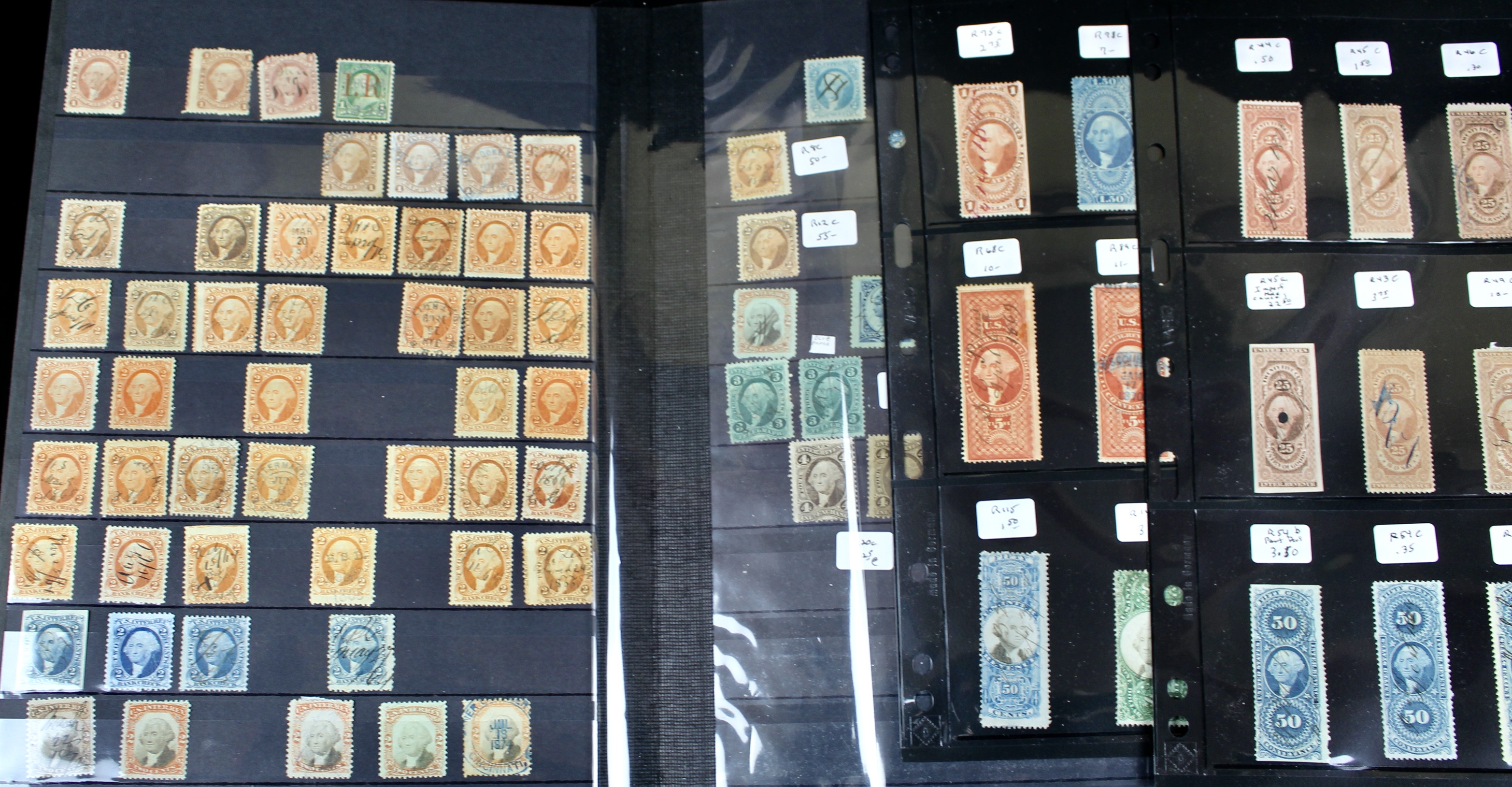 Large U.S. Revenue Postage Stamp Collection