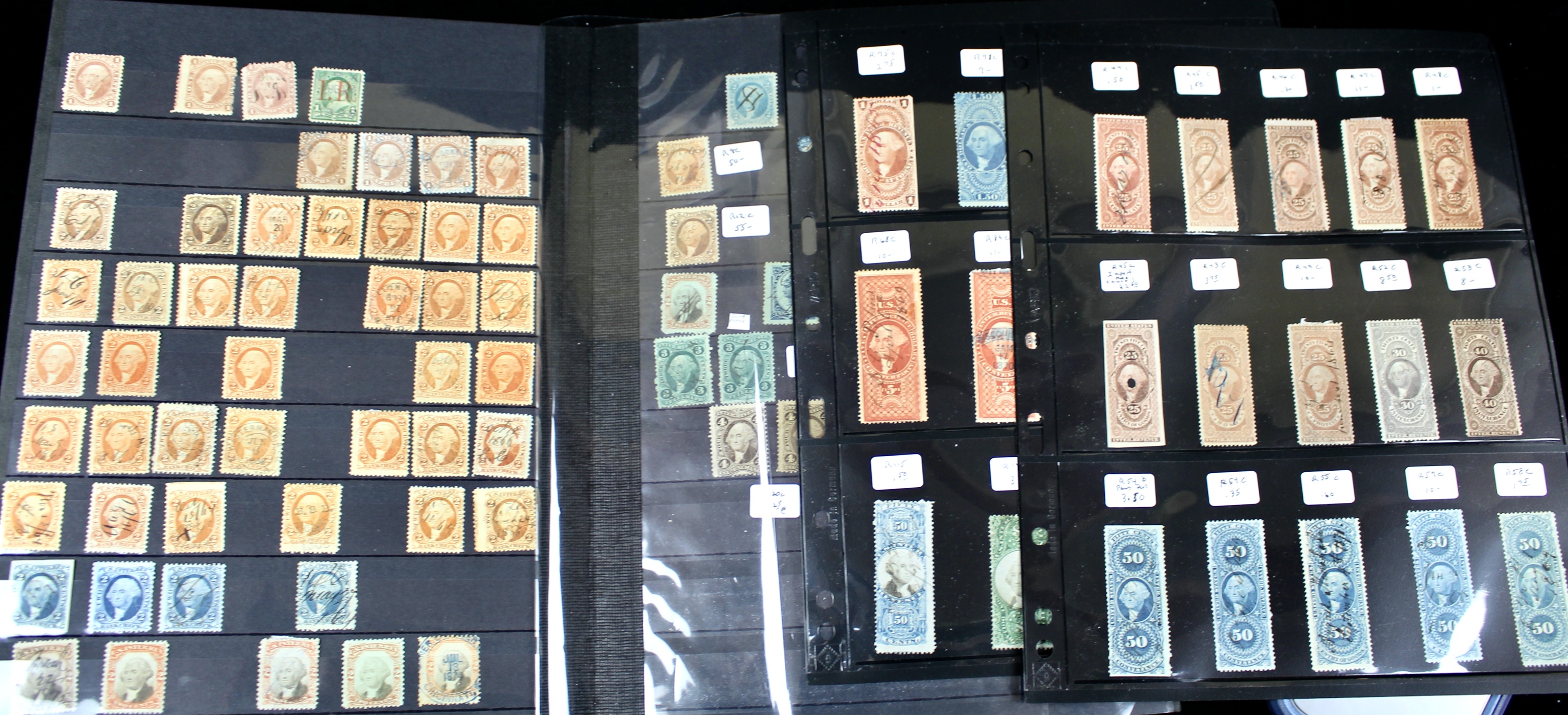 Large U.S. Revenue Postage Stamp Collection