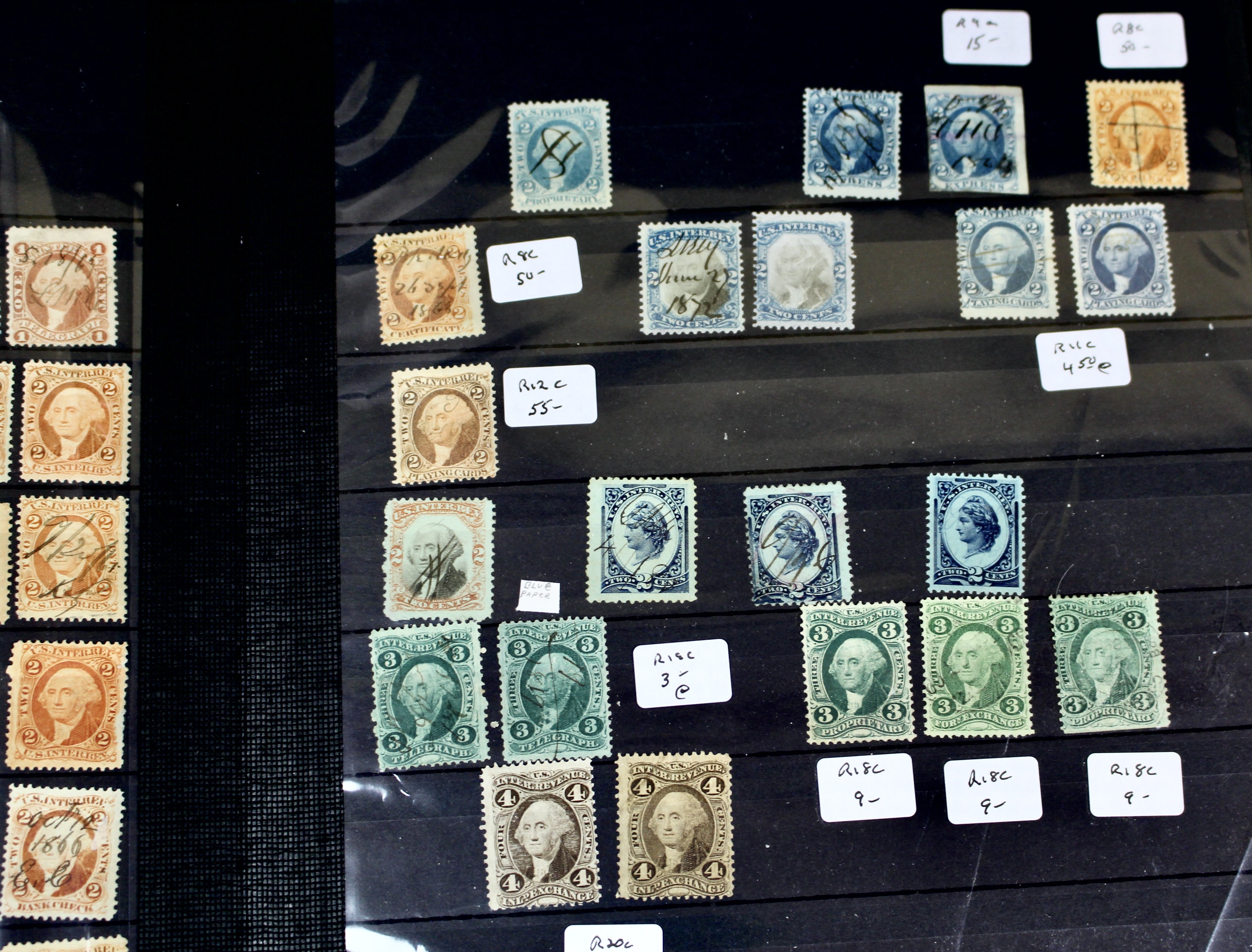 Large U.S. Revenue Postage Stamp Collection