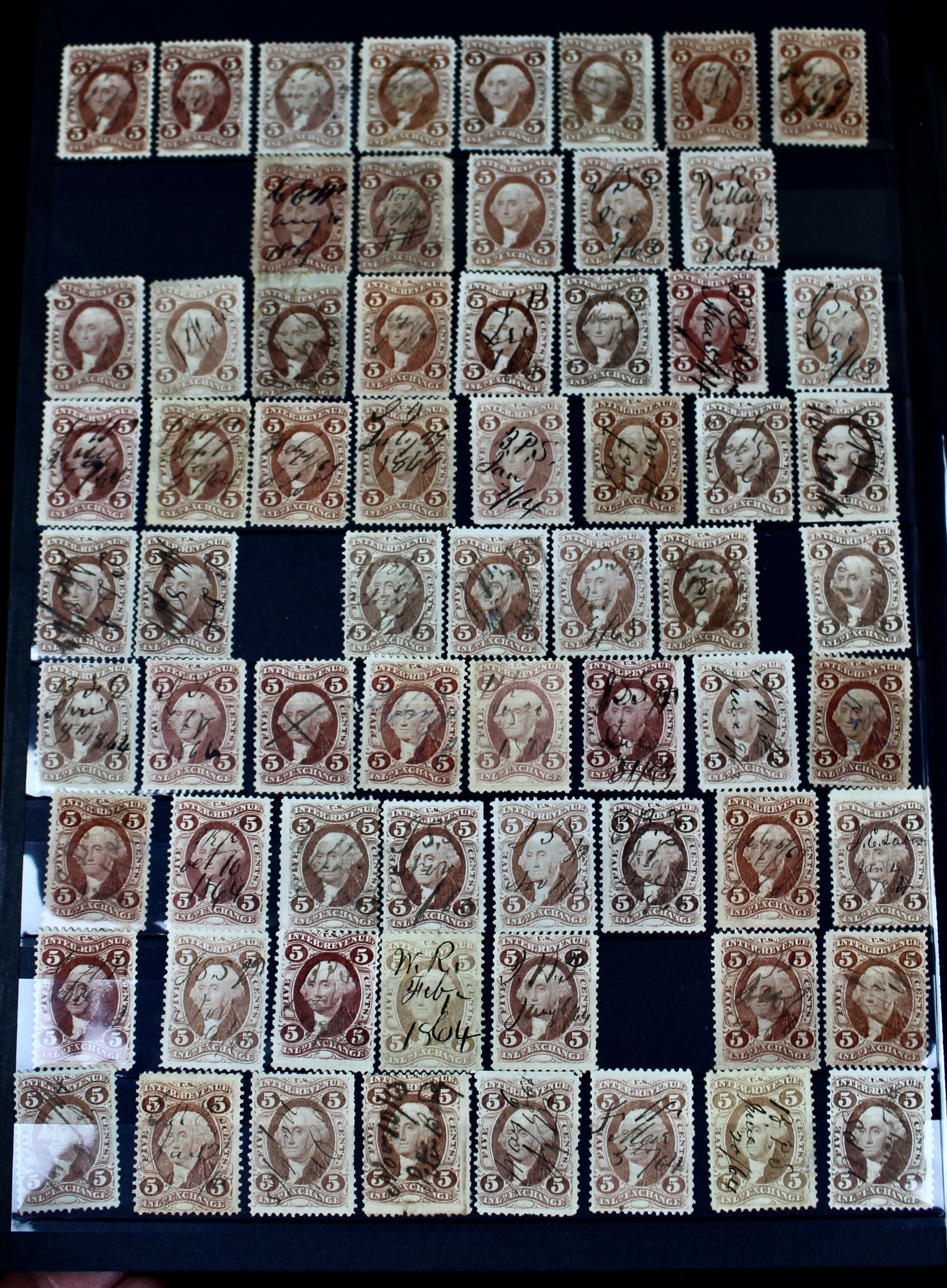 Large U.S. Revenue Postage Stamp Collection