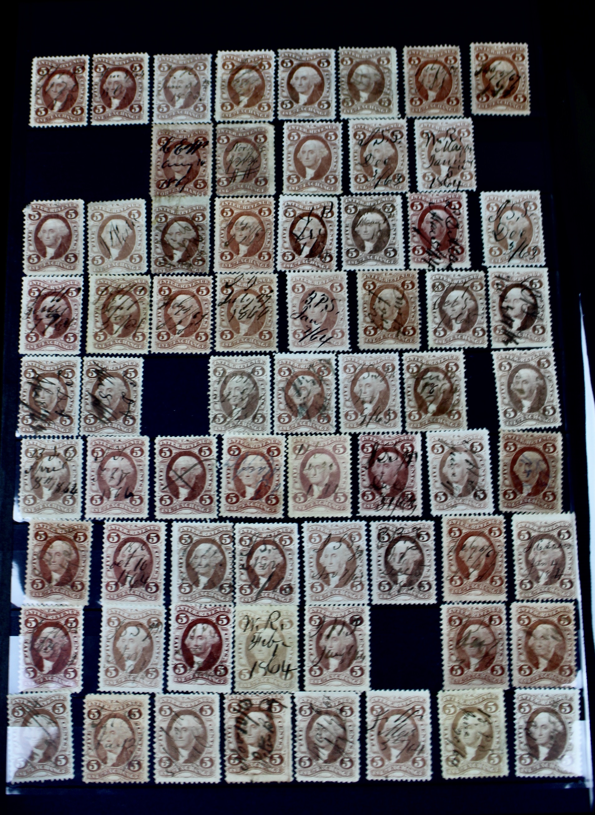 Large U.S. Revenue Postage Stamp Collection