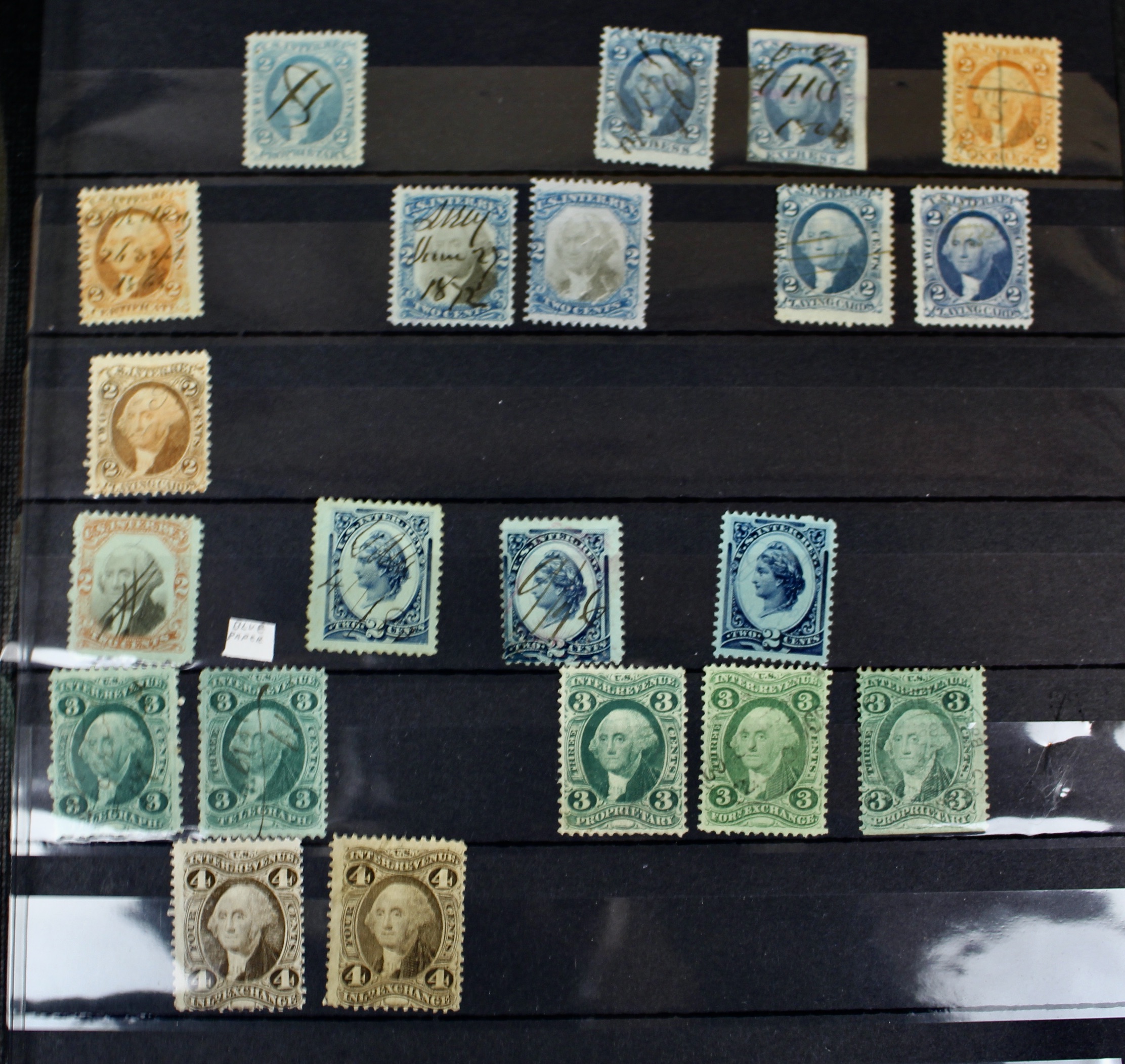 Large U.S. Revenue Postage Stamp Collection