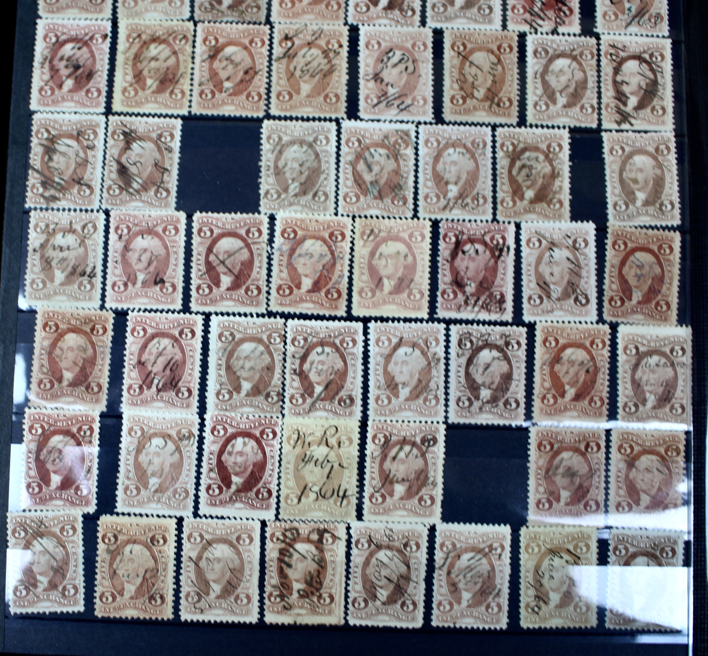 Large U.S. Revenue Postage Stamp Collection