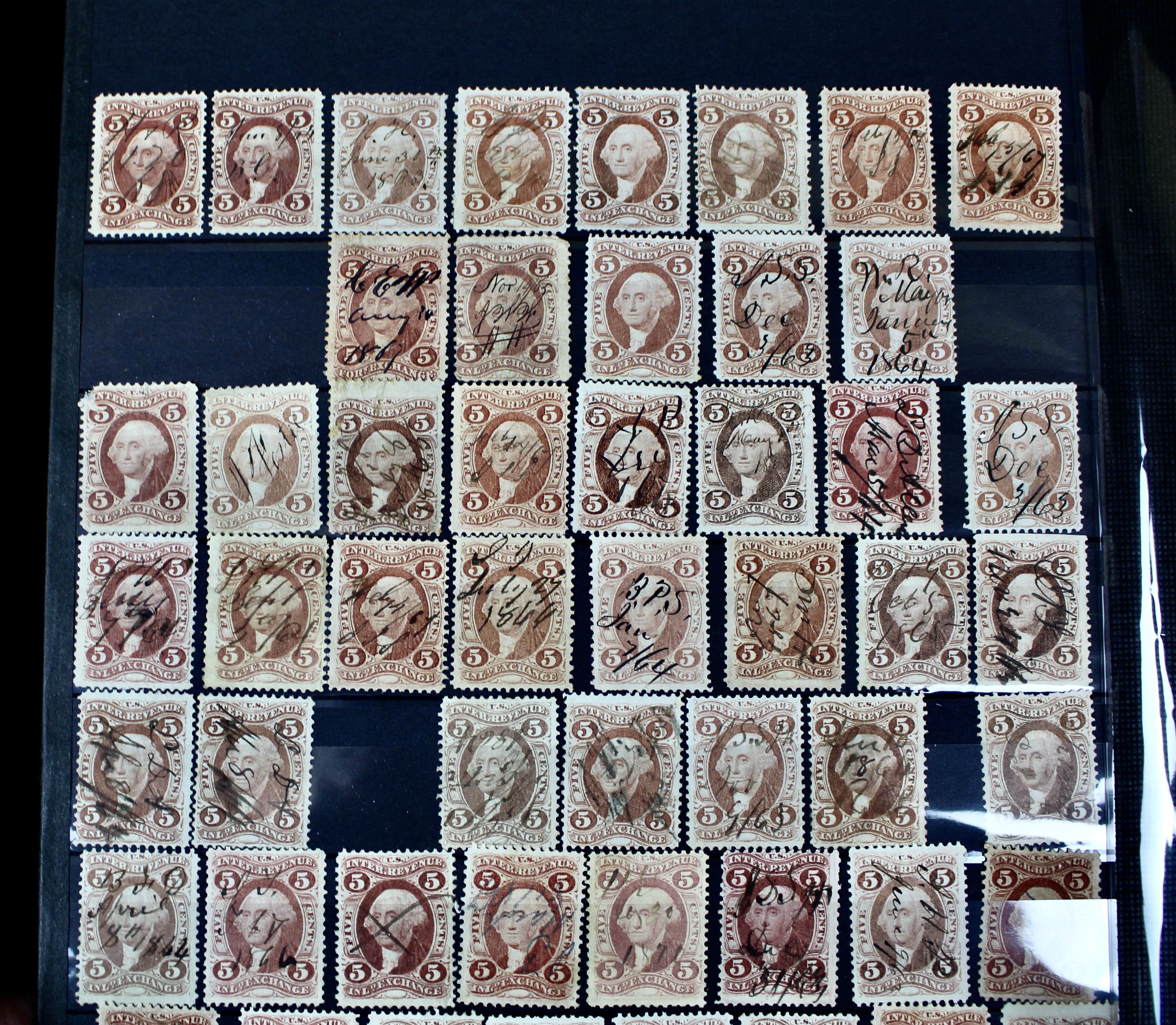 Large U.S. Revenue Postage Stamp Collection