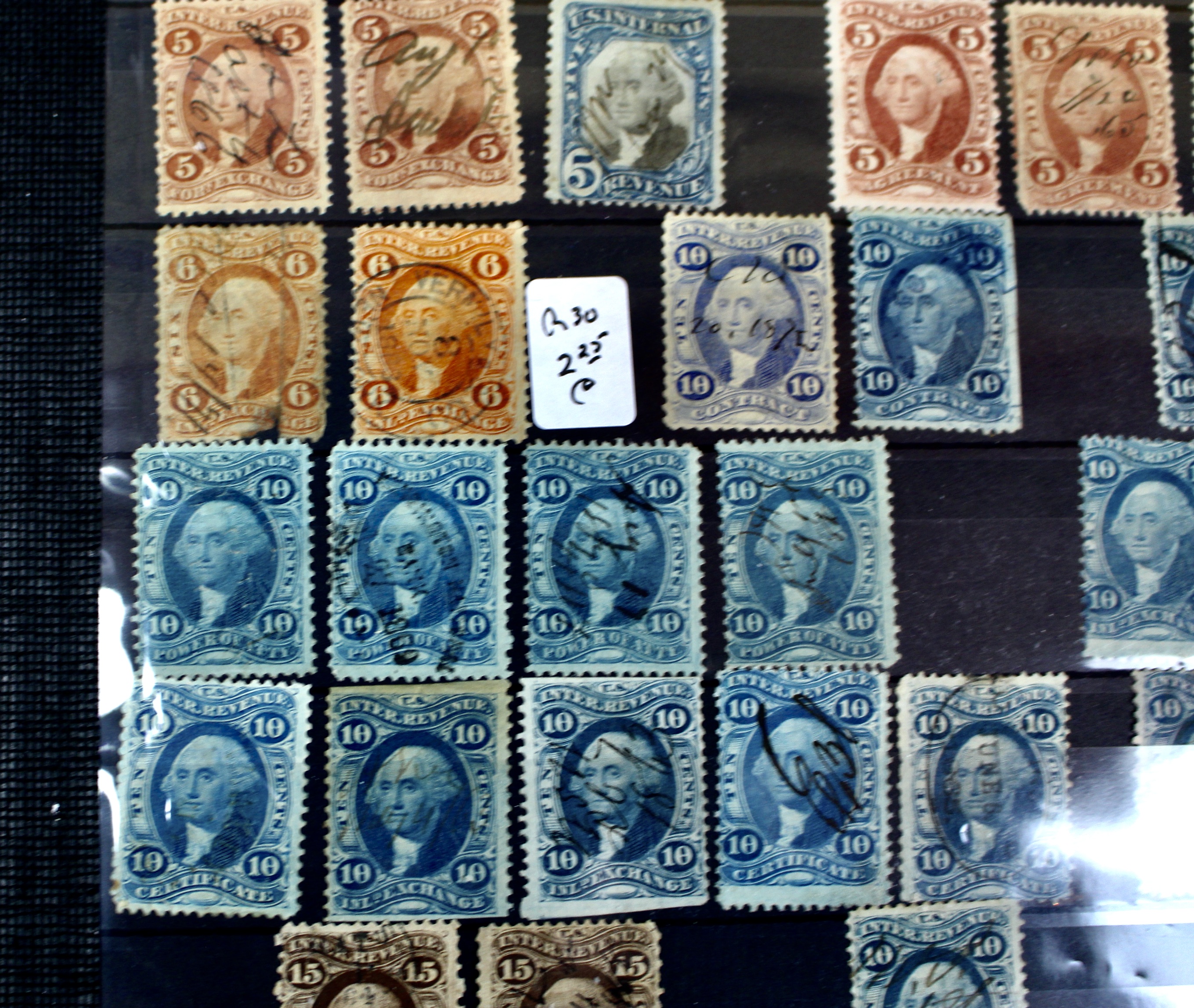 Large U.S. Revenue Postage Stamp Collection