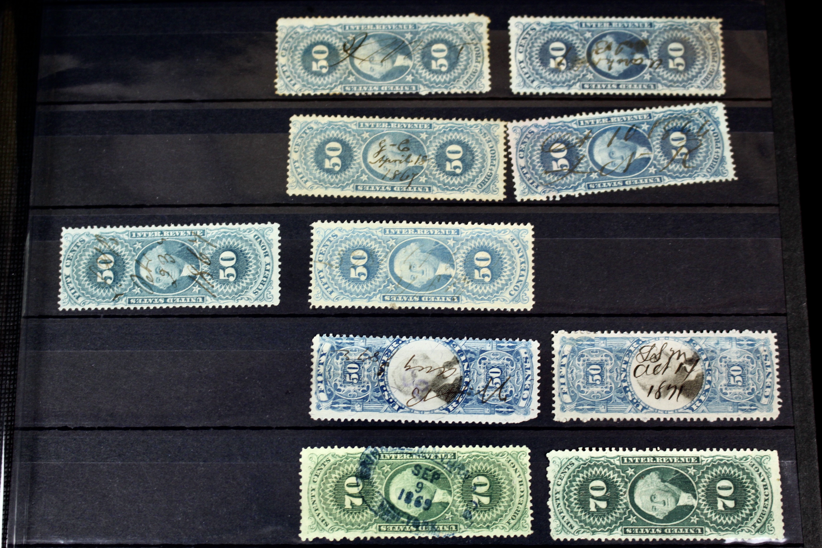 Large U.S. Revenue Postage Stamp Collection