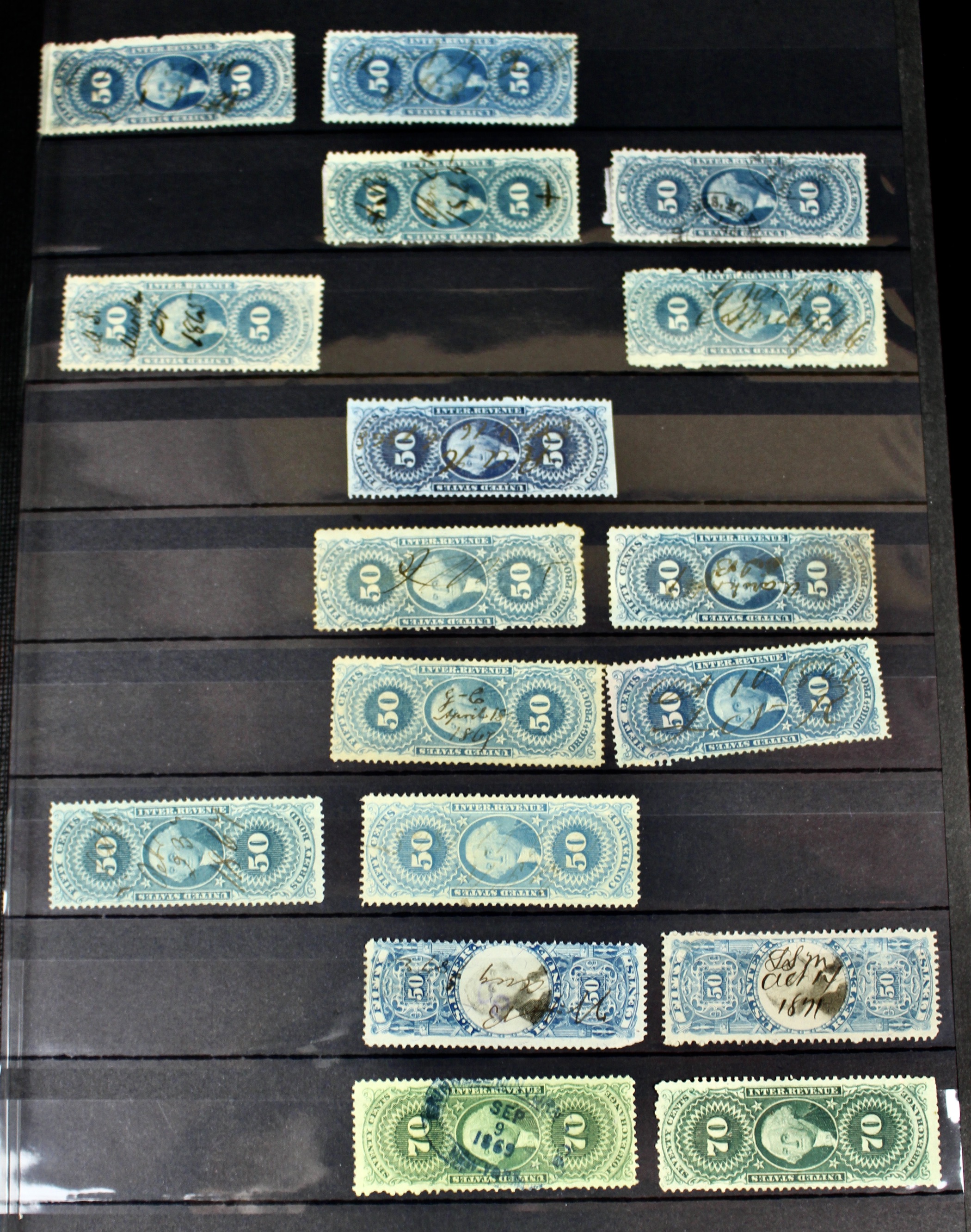 Large U.S. Revenue Postage Stamp Collection