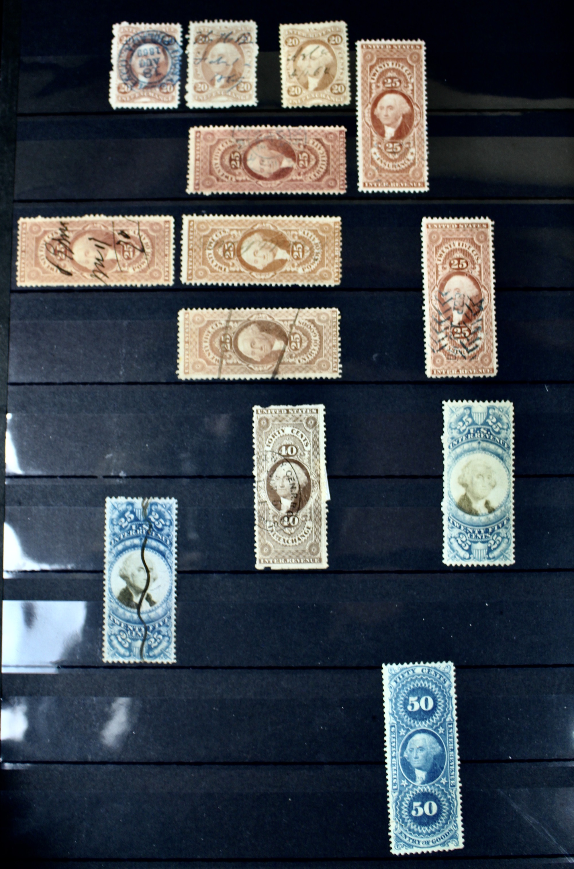 Large U.S. Revenue Postage Stamp Collection