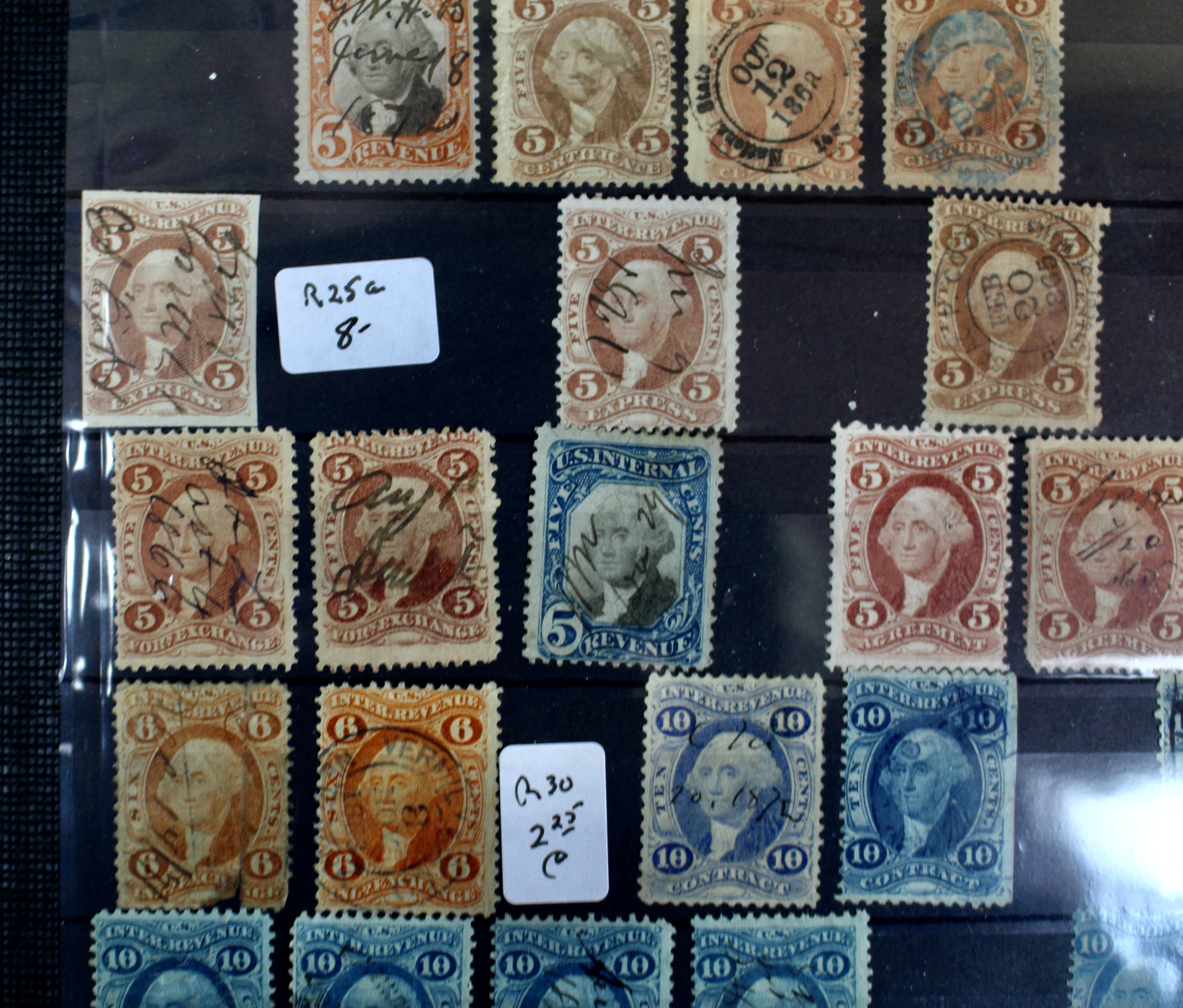 Large U.S. Revenue Postage Stamp Collection