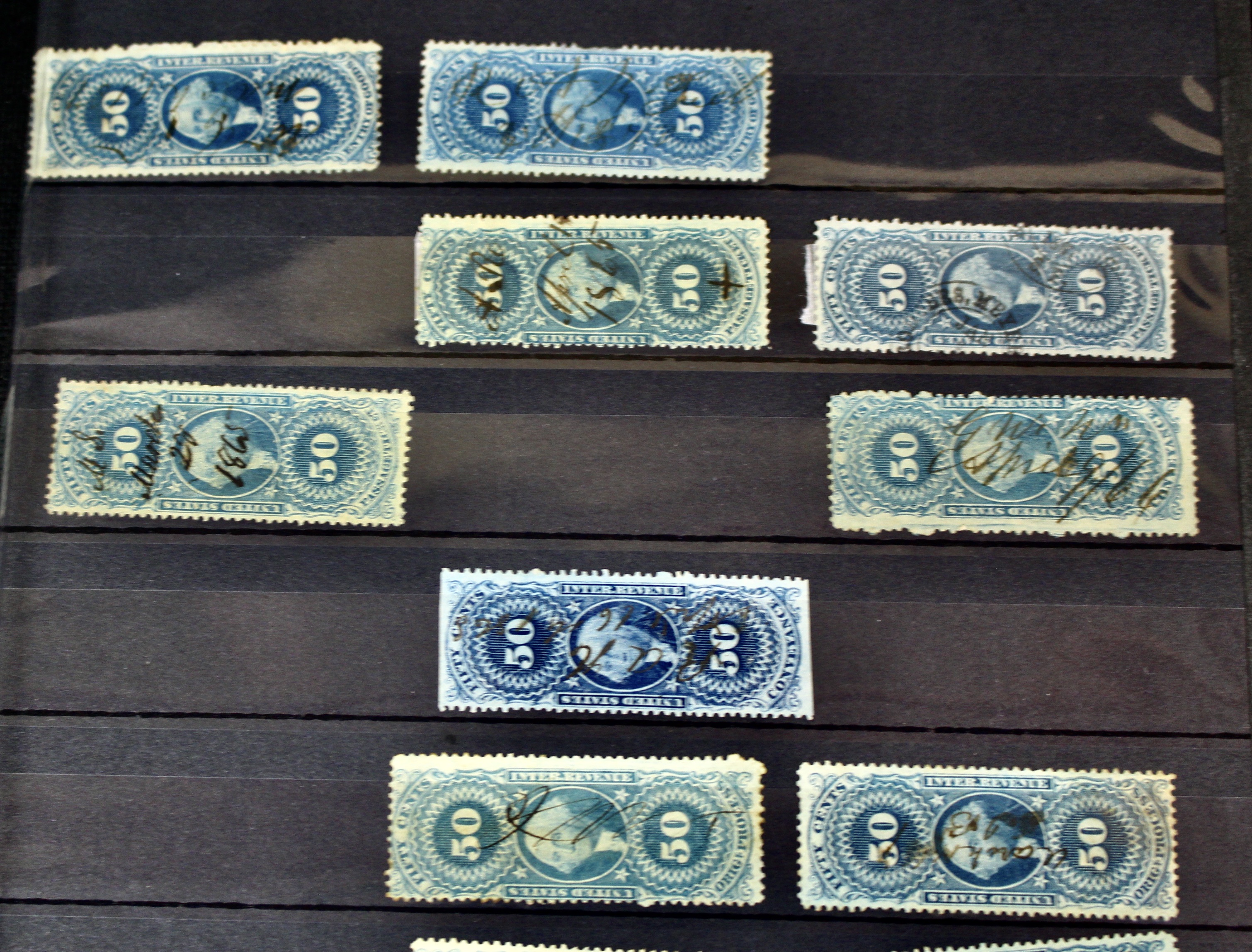 Large U.S. Revenue Postage Stamp Collection