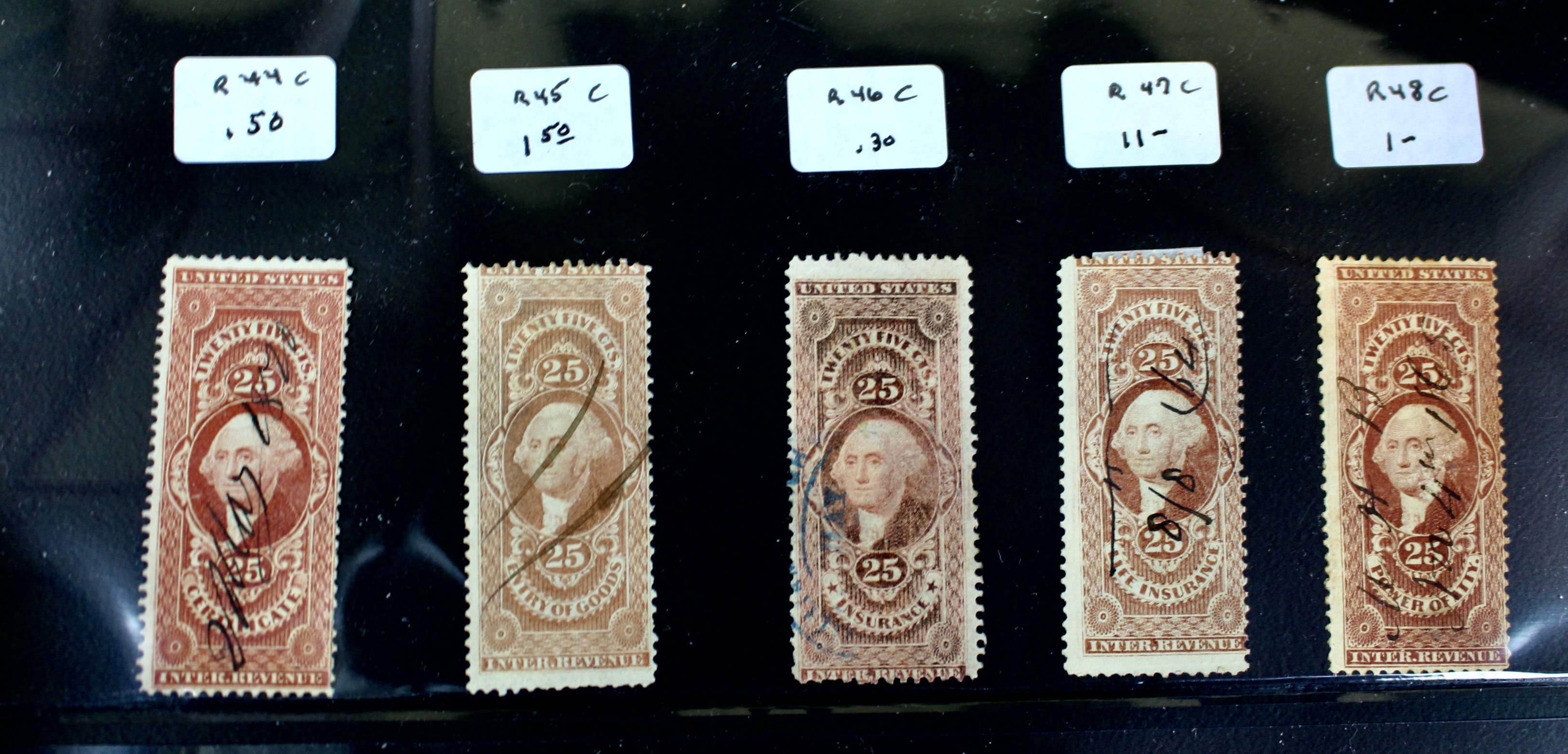 Large U.S. Revenue Postage Stamp Collection
