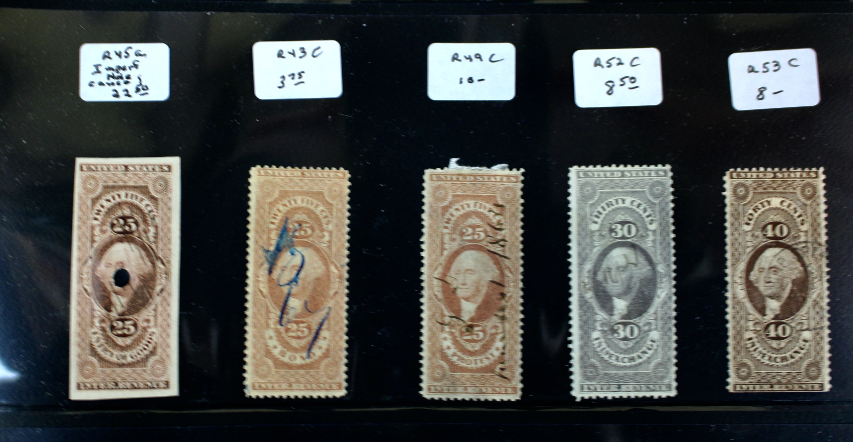 Large U.S. Revenue Postage Stamp Collection