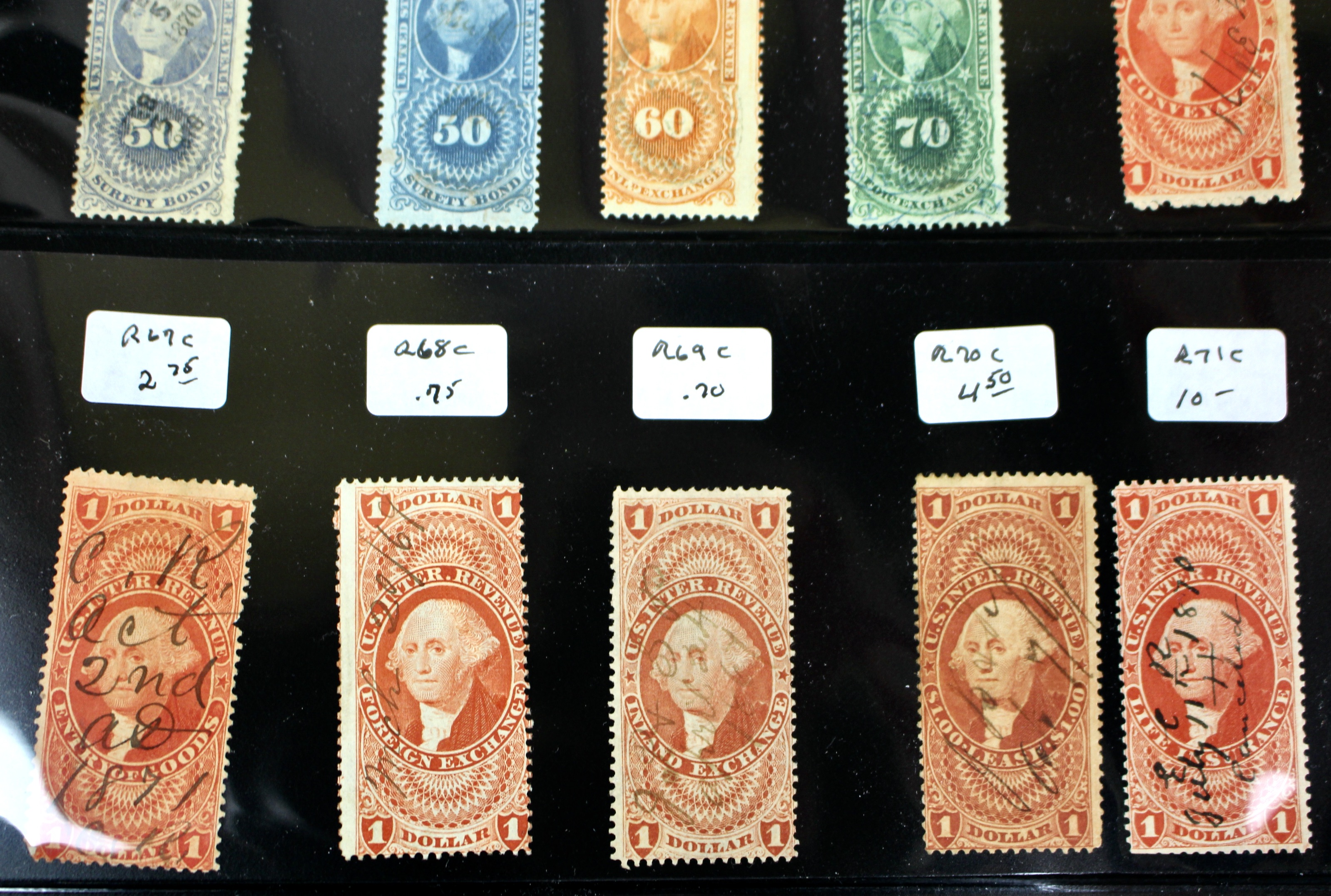 Large U.S. Revenue Postage Stamp Collection