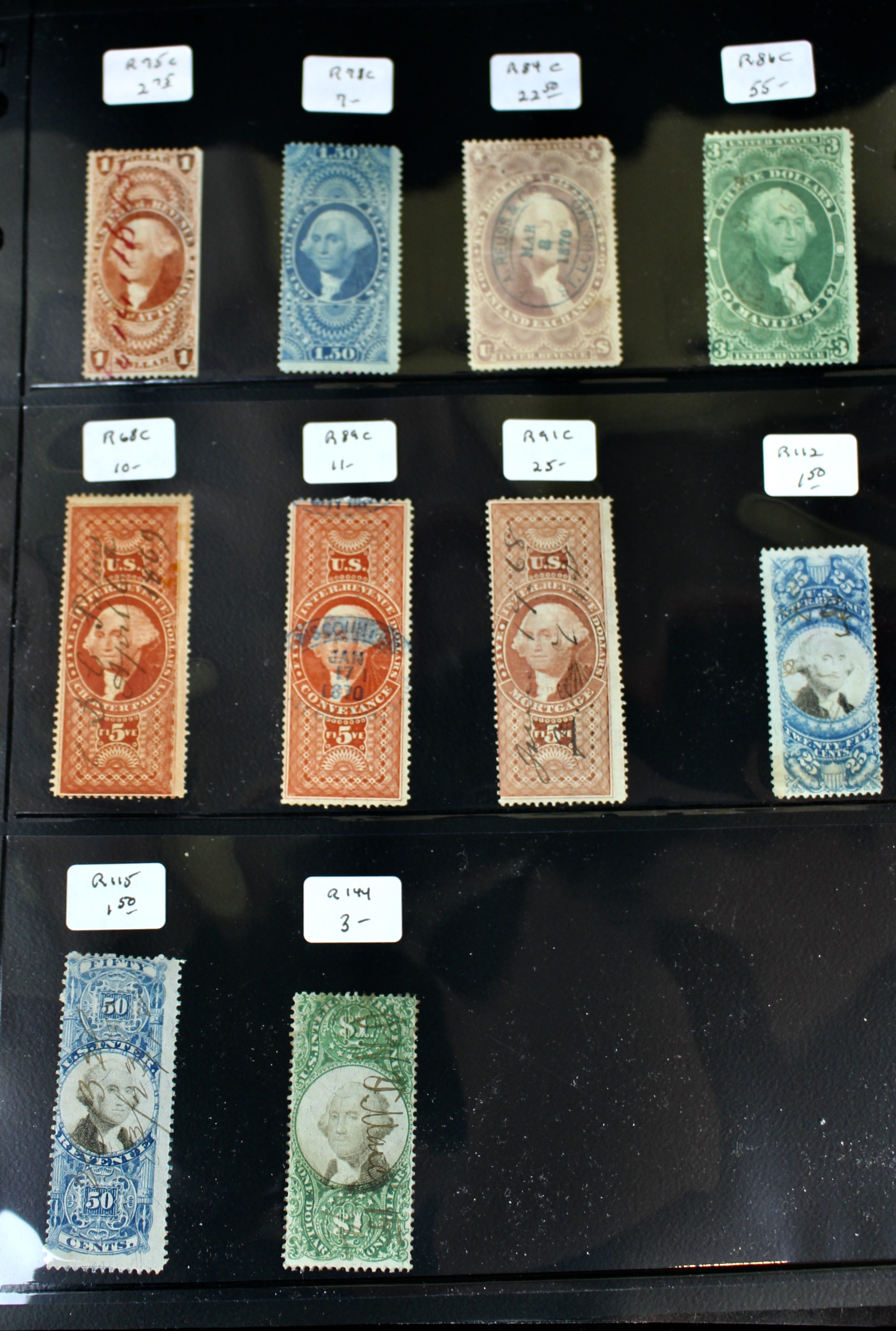 Large U.S. Revenue Postage Stamp Collection