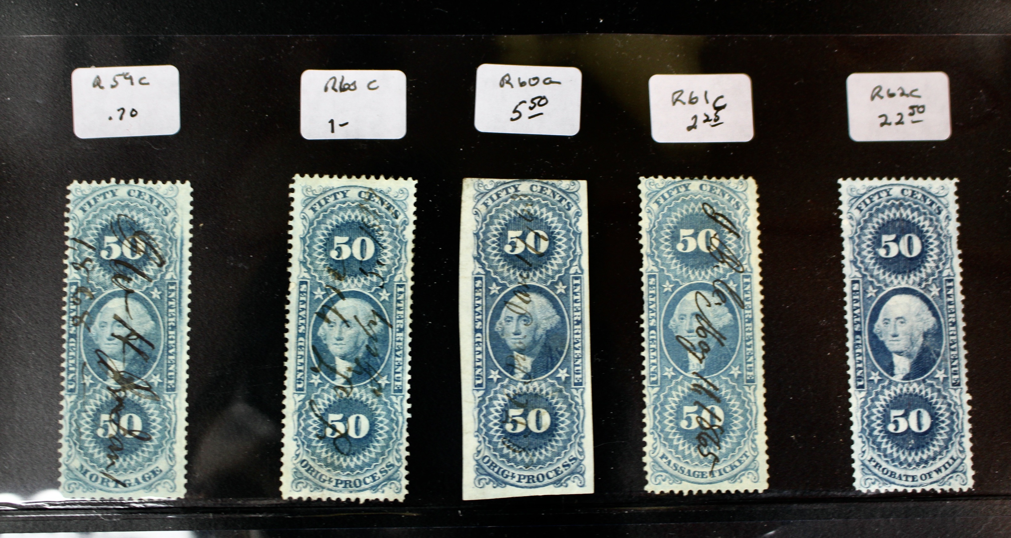 Large U.S. Revenue Postage Stamp Collection
