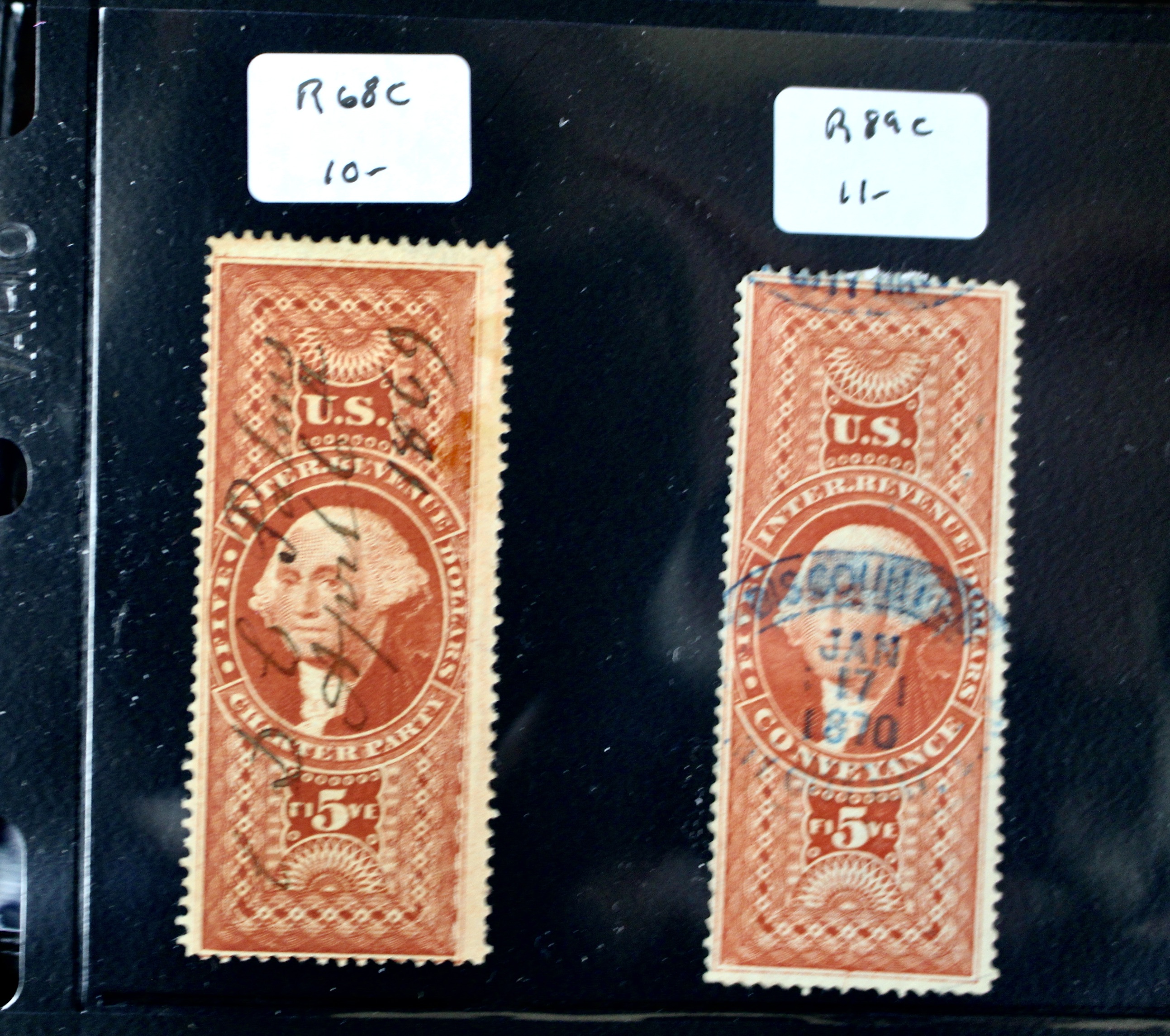 Large U.S. Revenue Postage Stamp Collection
