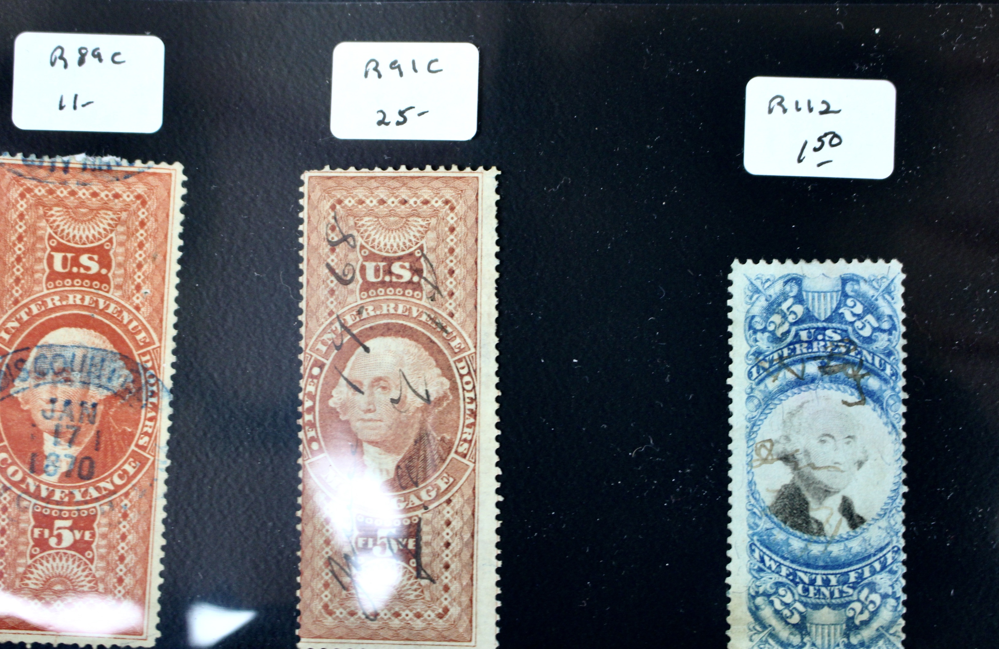 Large U.S. Revenue Postage Stamp Collection