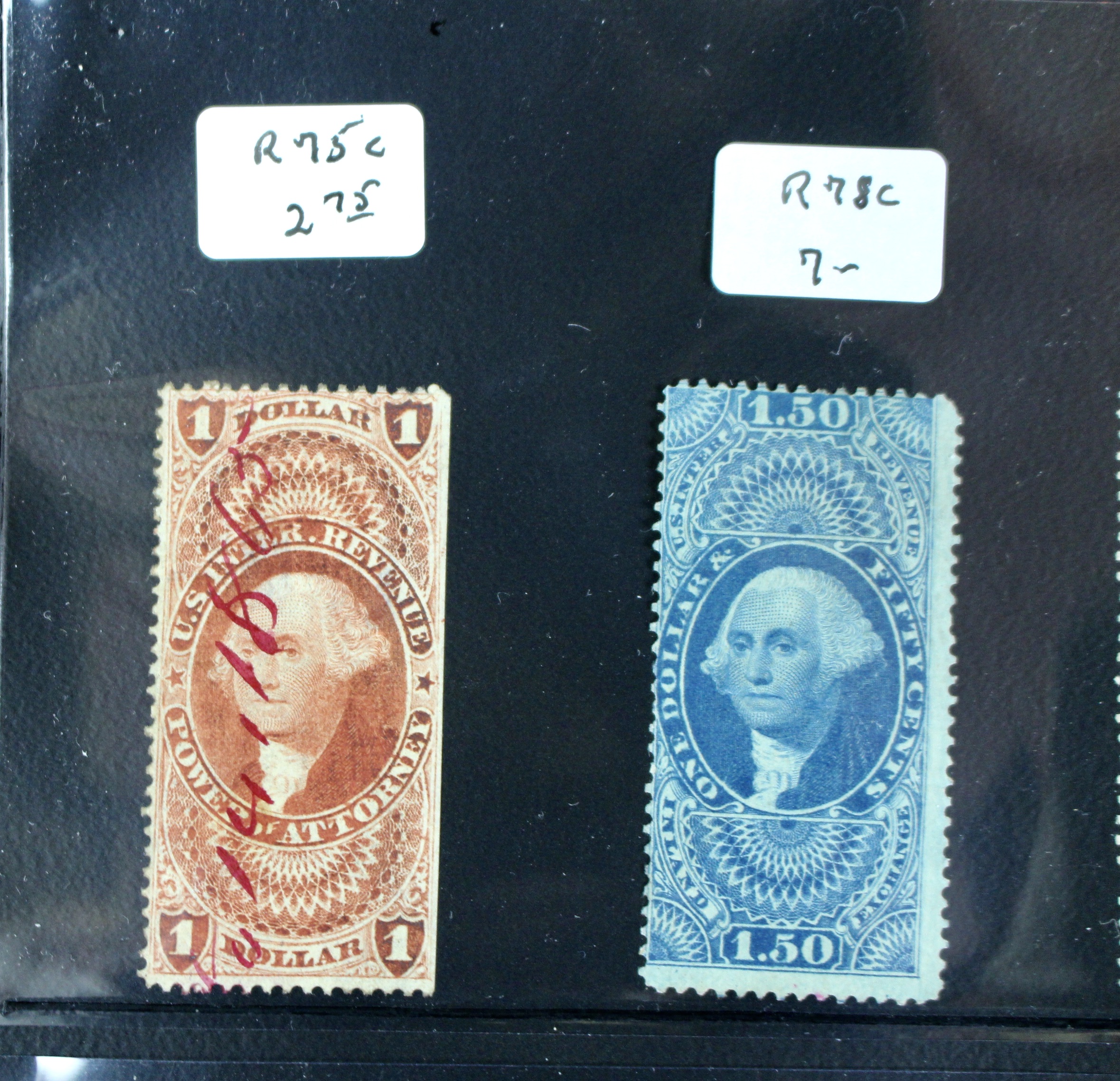 Large U.S. Revenue Postage Stamp Collection