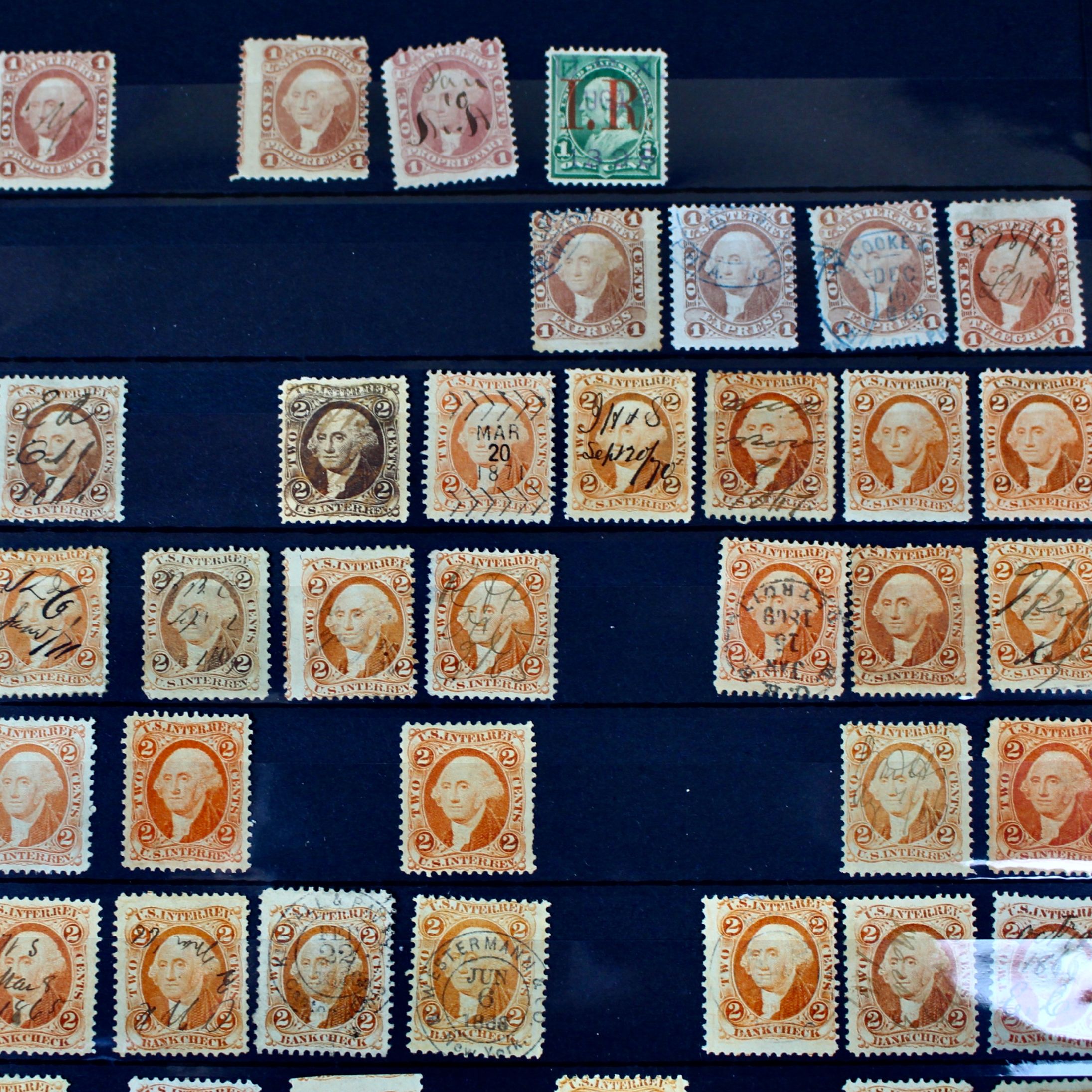 Large U.S. Revenue Postage Stamp Collection