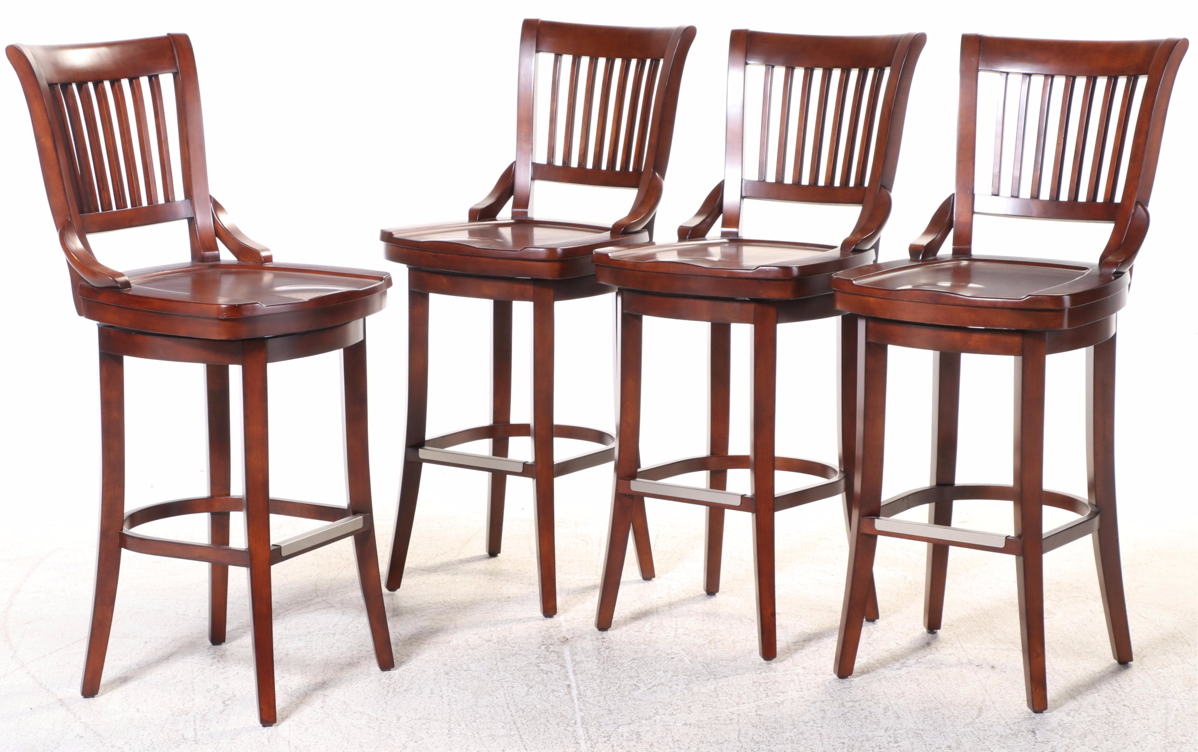 AHB Furniture Collections Walnut Finish Wood High Top Table and Four Chairs