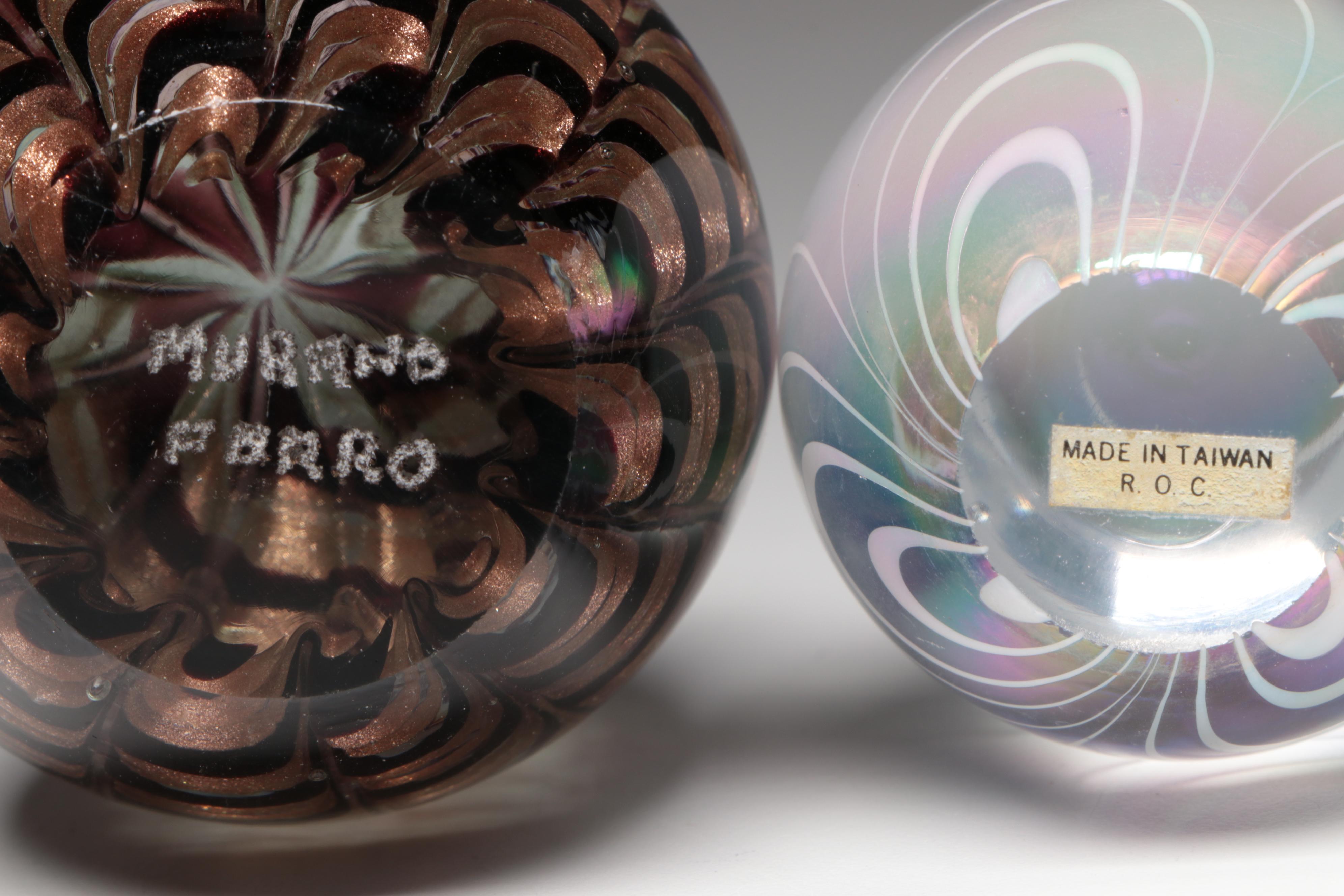 Egg-Form Art Glass Paperweights