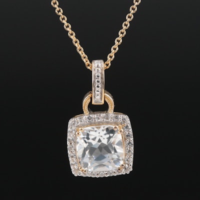 Sterling Topaz and Sapphire Pendant Necklace