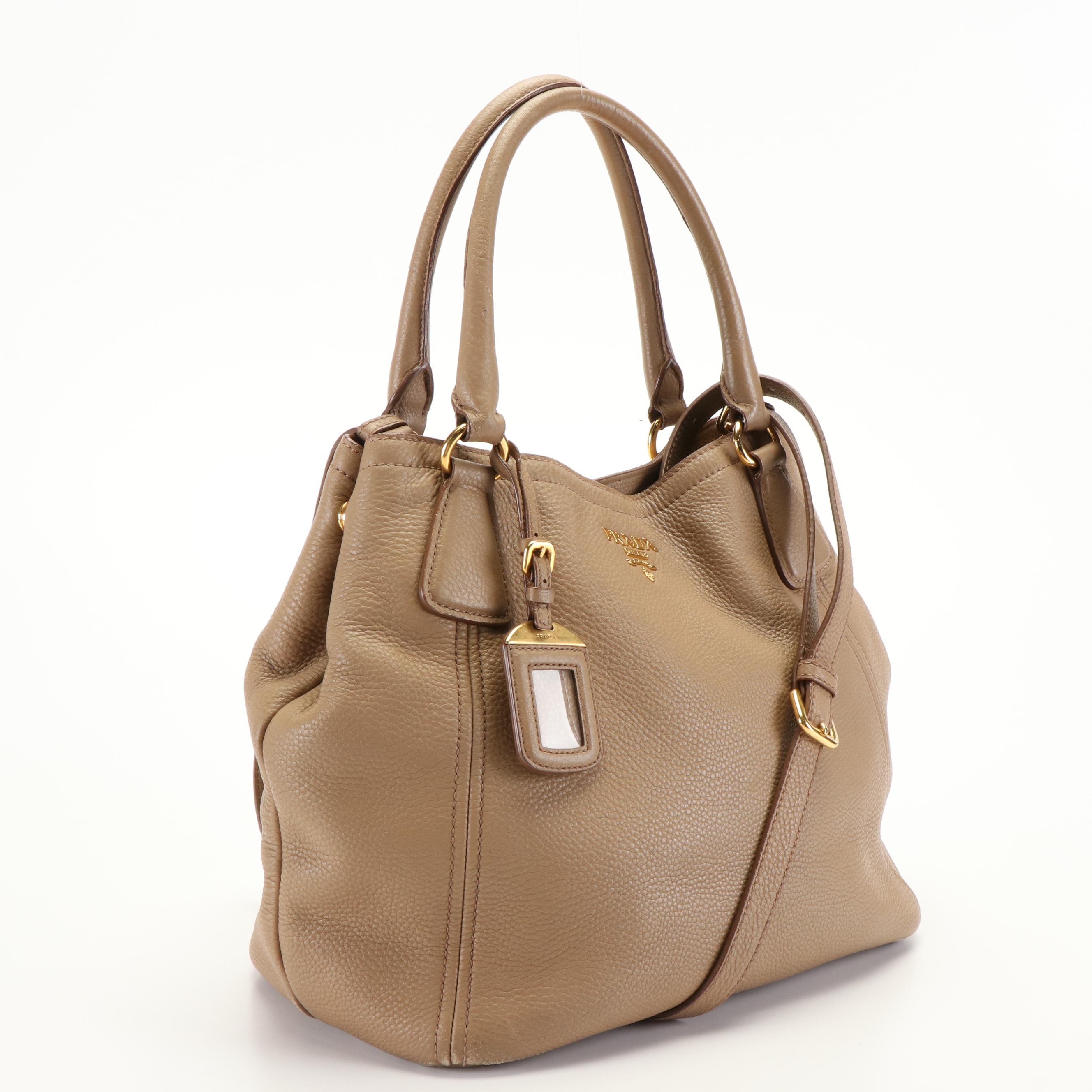 Prada 2 Way Shoulder Bag in Caramel Vitello Daino Leather