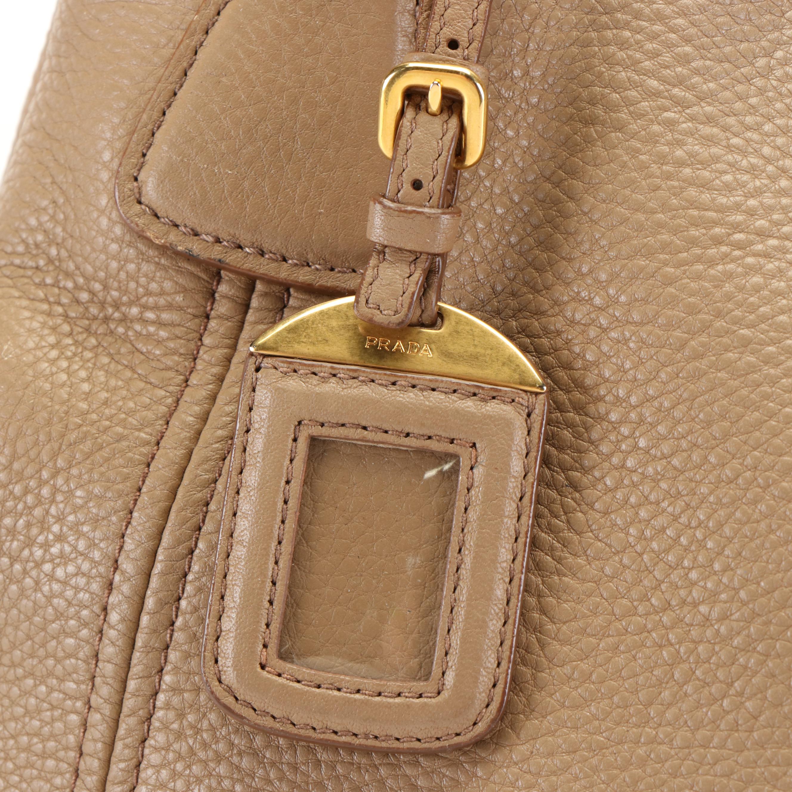 Prada 2 Way Shoulder Bag in Caramel Vitello Daino Leather