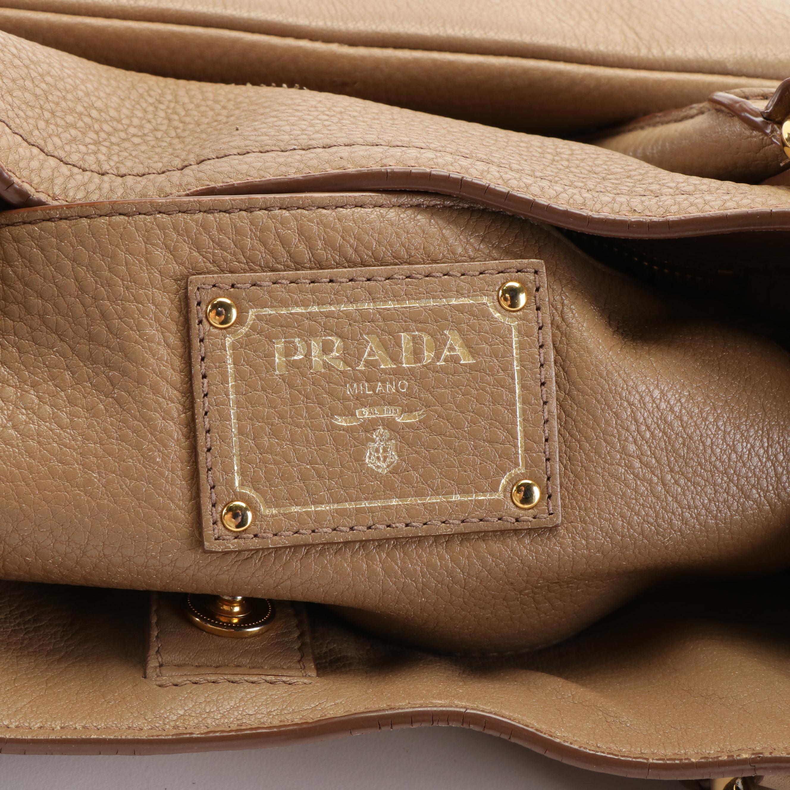 Prada 2 Way Shoulder Bag in Caramel Vitello Daino Leather
