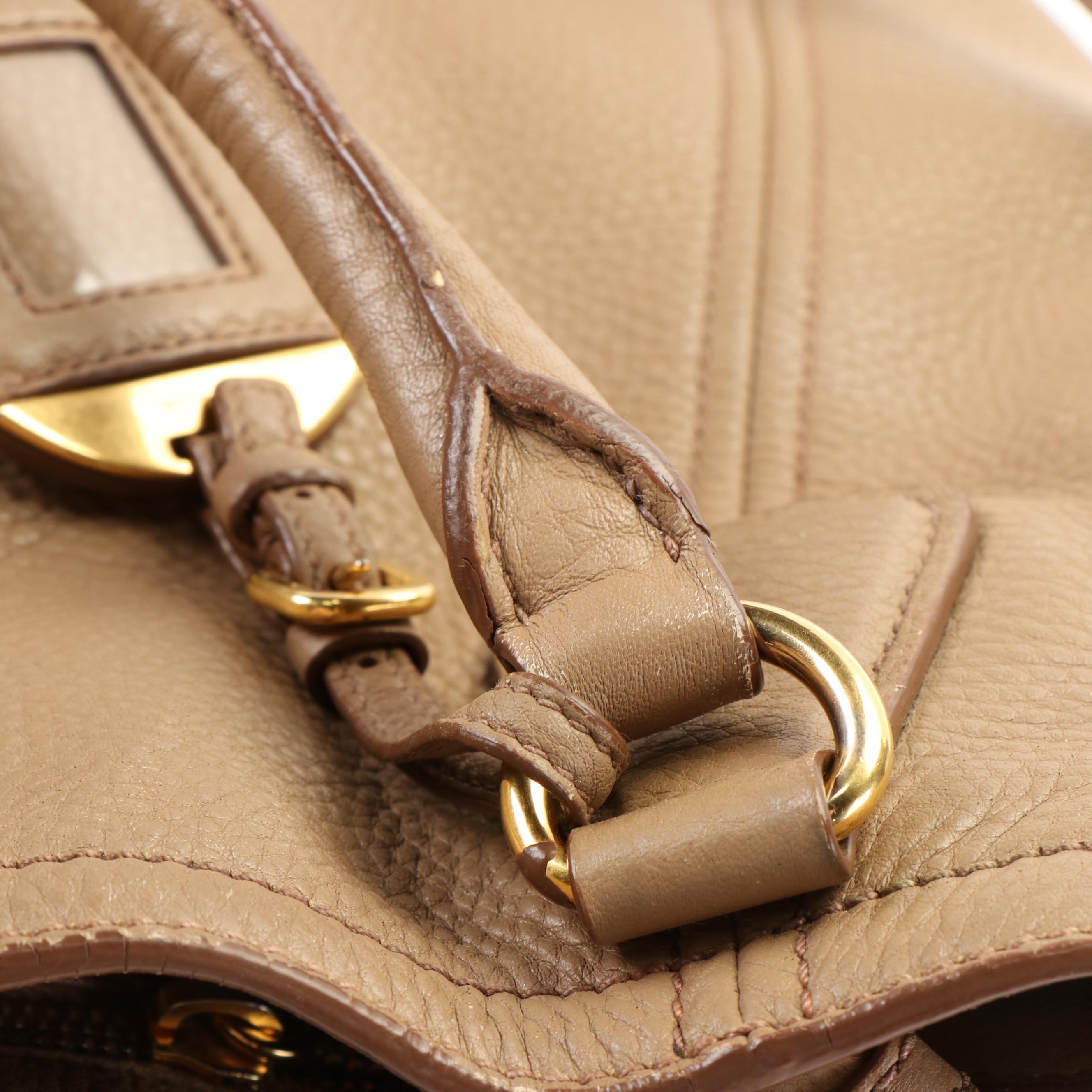 Prada 2 Way Shoulder Bag in Caramel Vitello Daino Leather