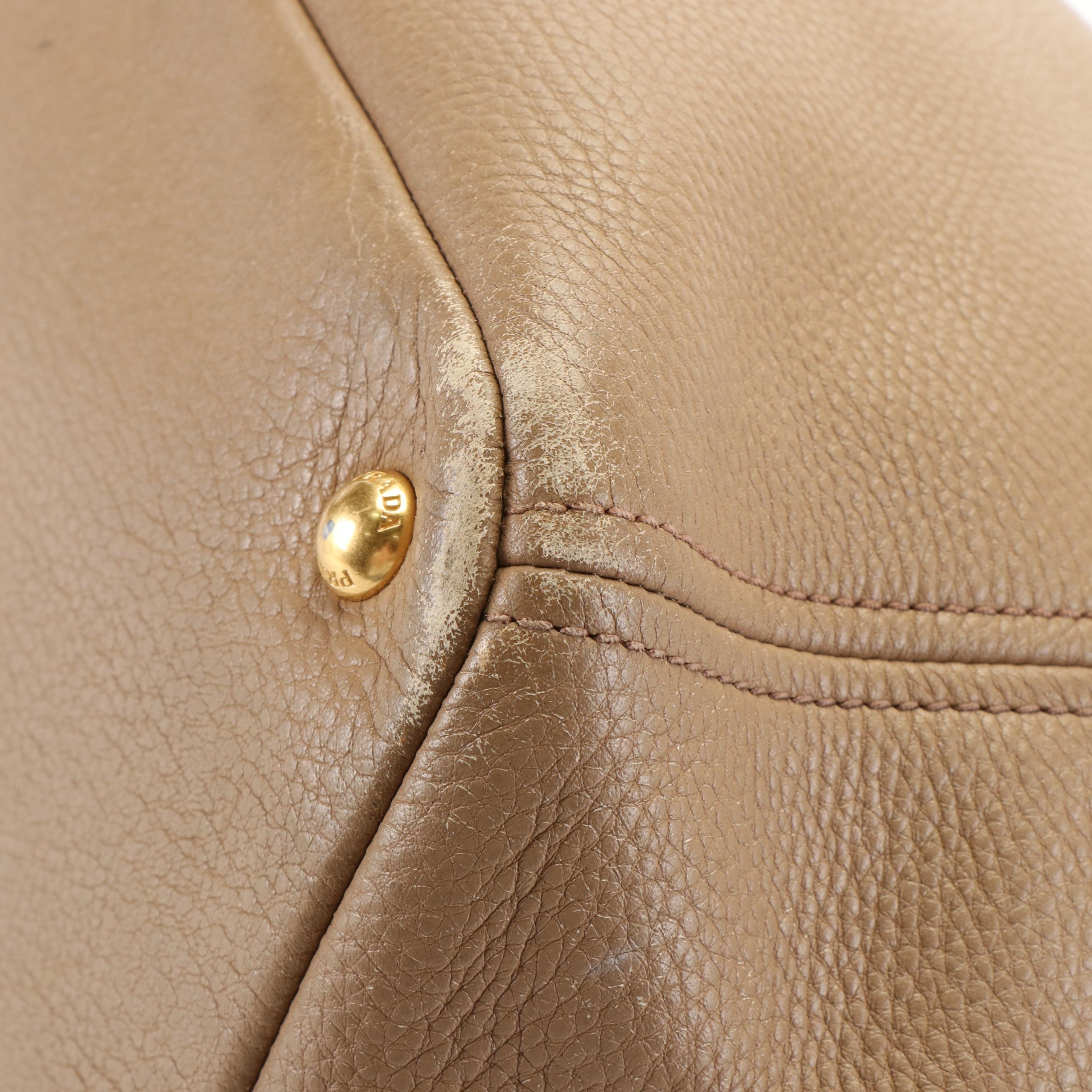 Prada 2 Way Shoulder Bag in Caramel Vitello Daino Leather