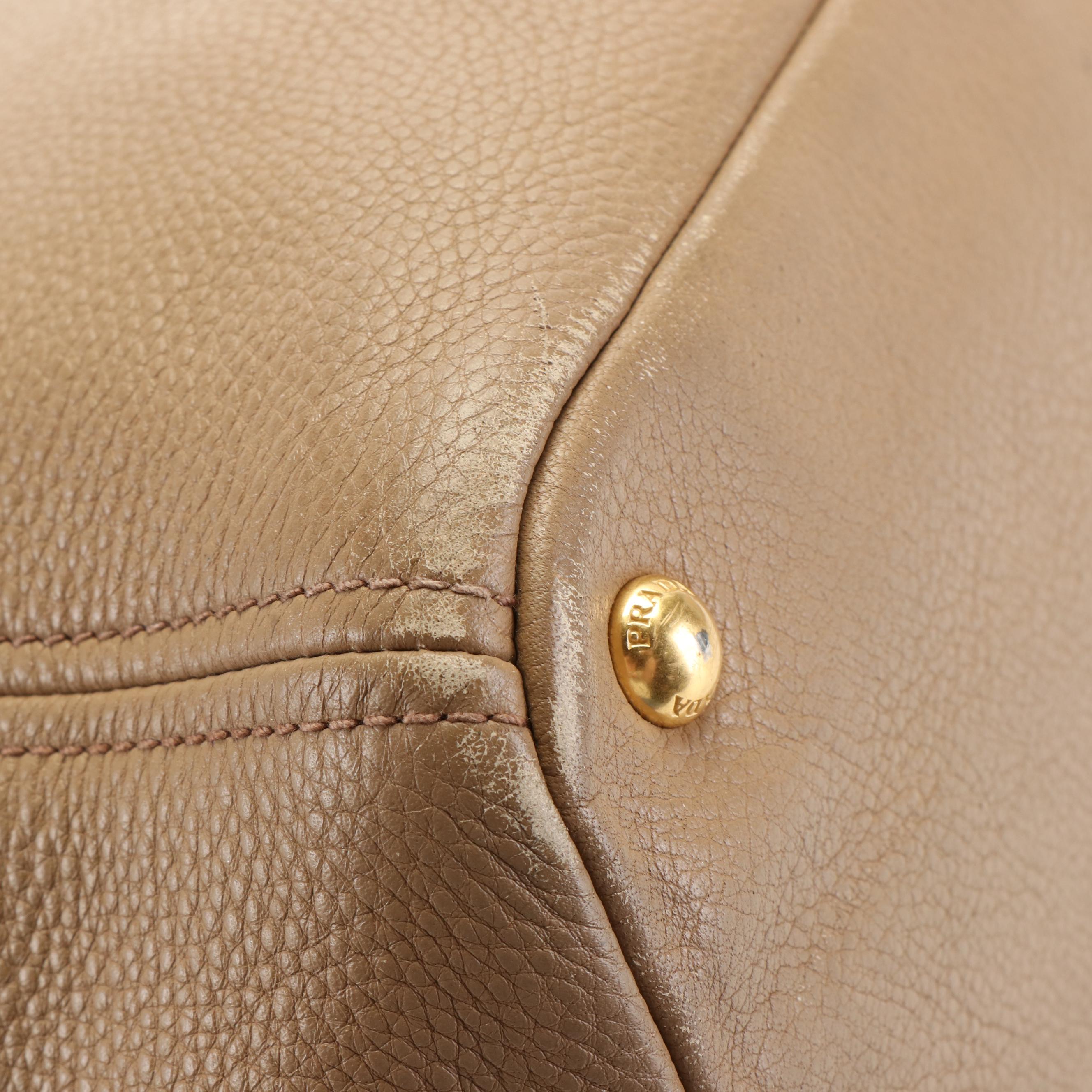 Prada 2 Way Shoulder Bag in Caramel Vitello Daino Leather