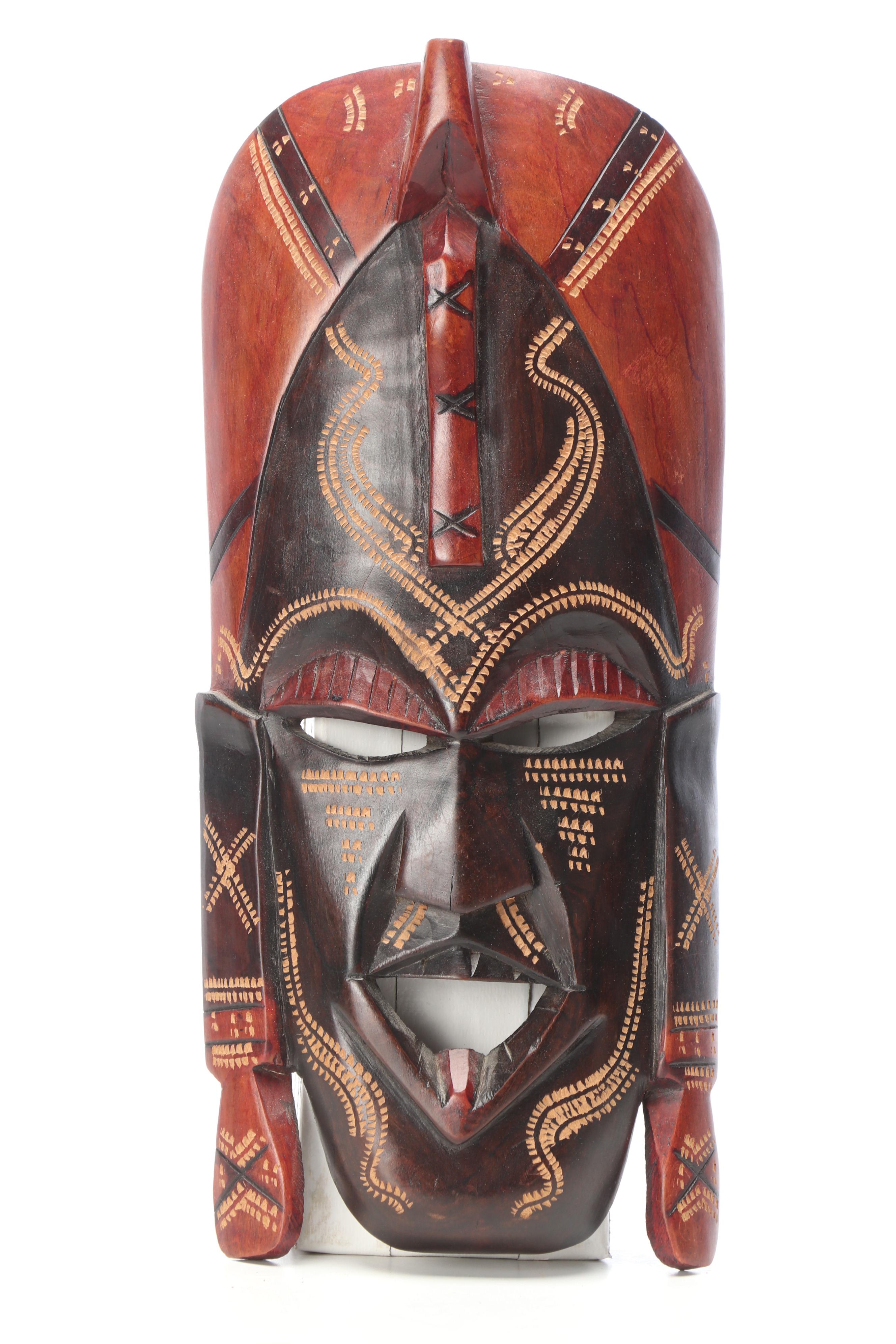 Kenyan Carved Wood Wall Hanging Mask with More Wall Hanging Masks