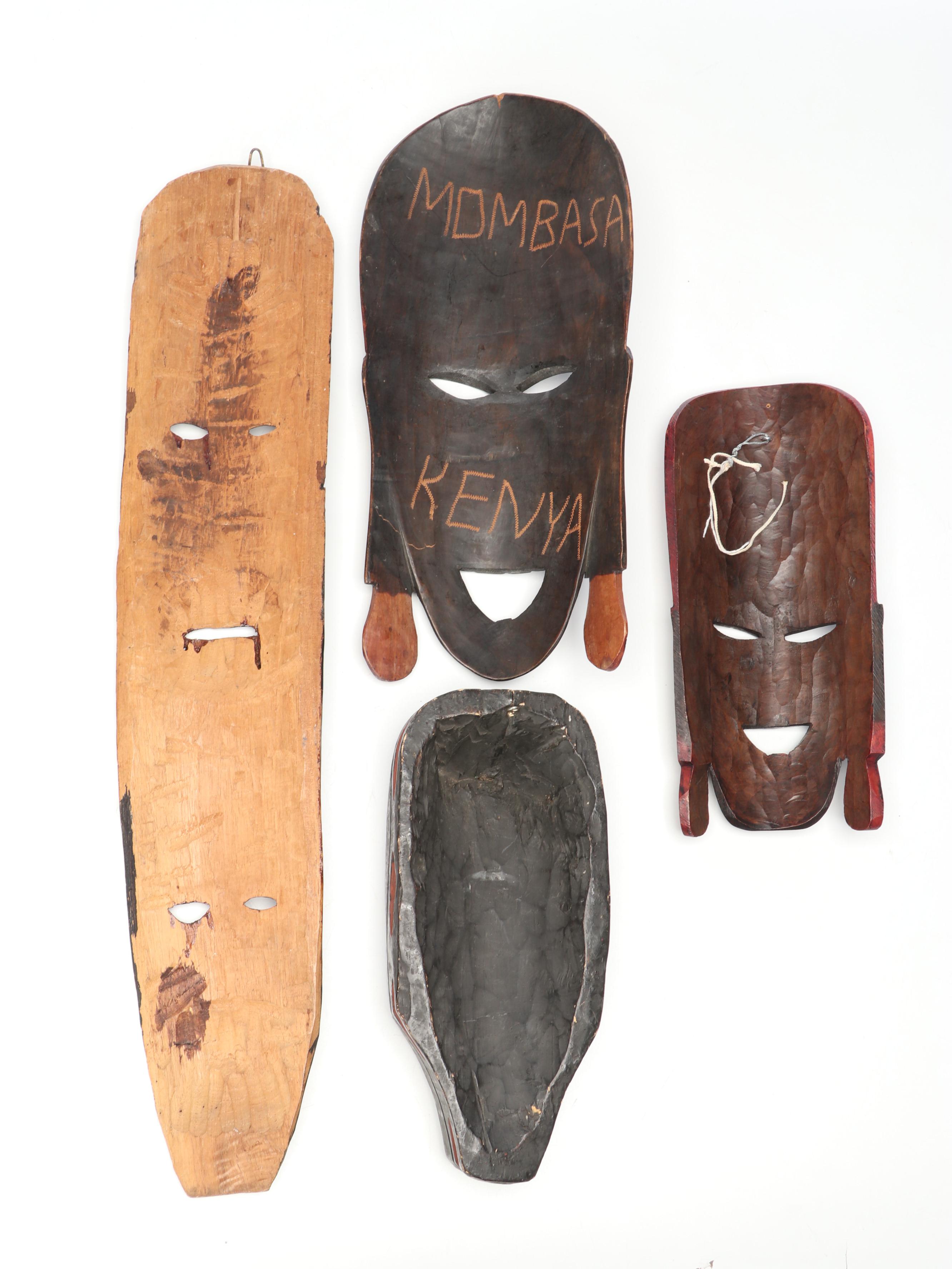 Kenyan Carved Wood Wall Hanging Mask with More Wall Hanging Masks
