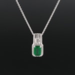 Sterling Glass and White Sapphire Pendant Necklace