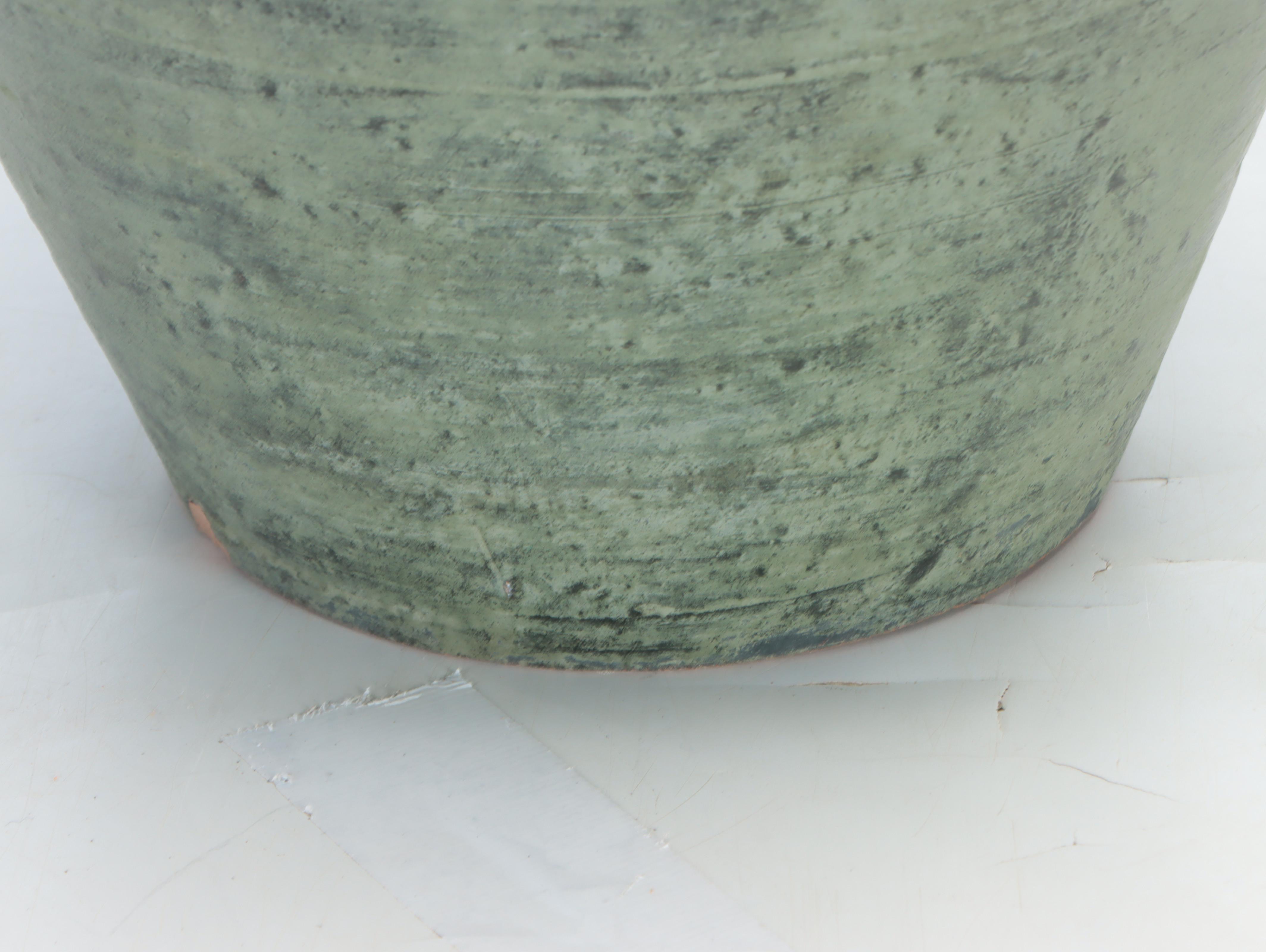 Geometric Pattern Glazed Terracotta Floor Vase